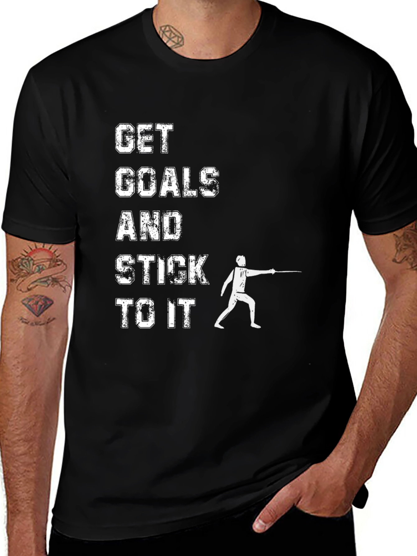 Get Goals & Stick To It Fencing T-Shirt
