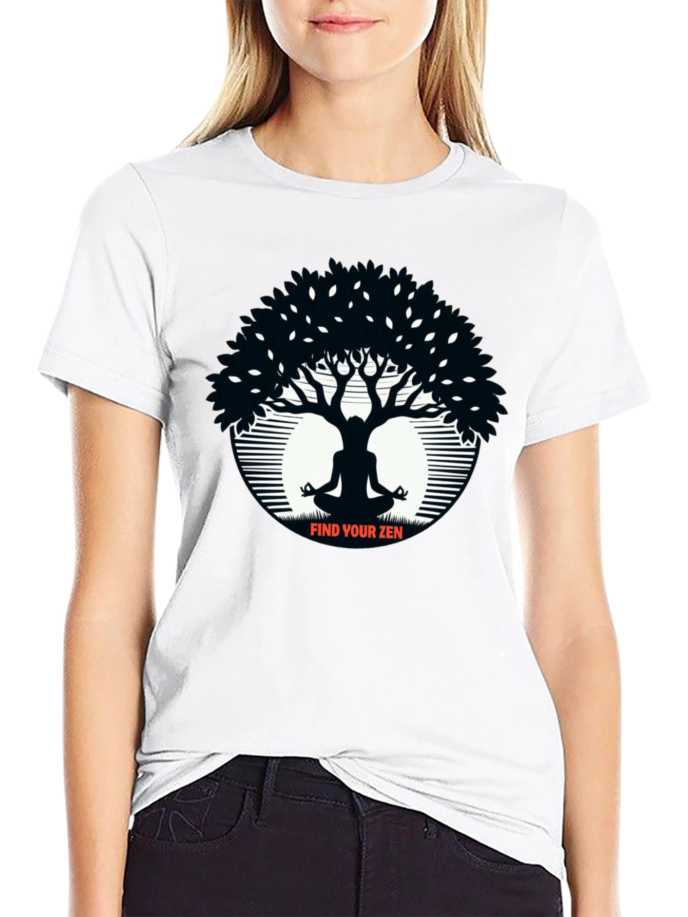 Zen Tree Black T-Shirt Meditation Tee
