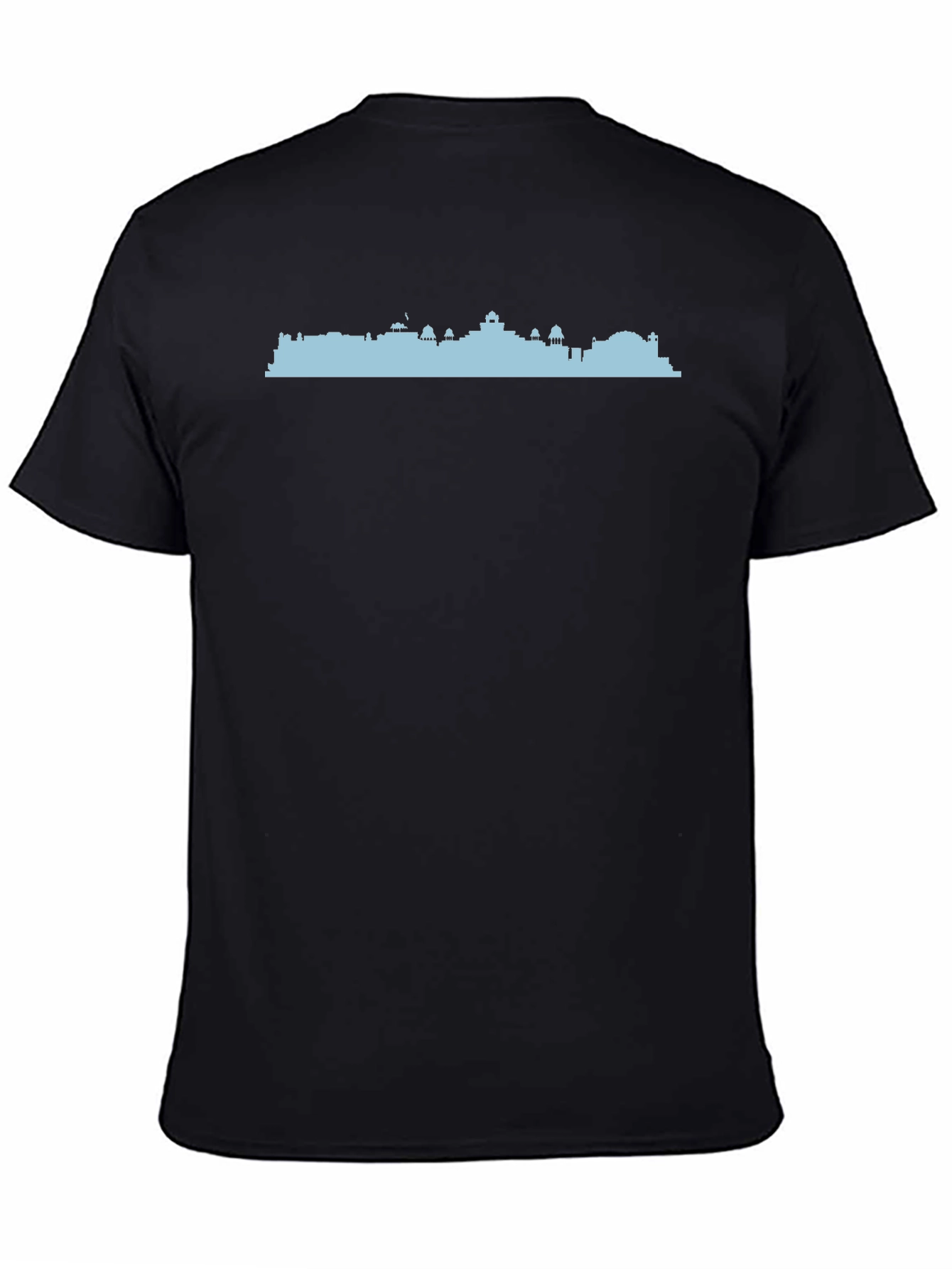 Cityscape Silhouette Graphic Tee - Black Cotton T-Shirt