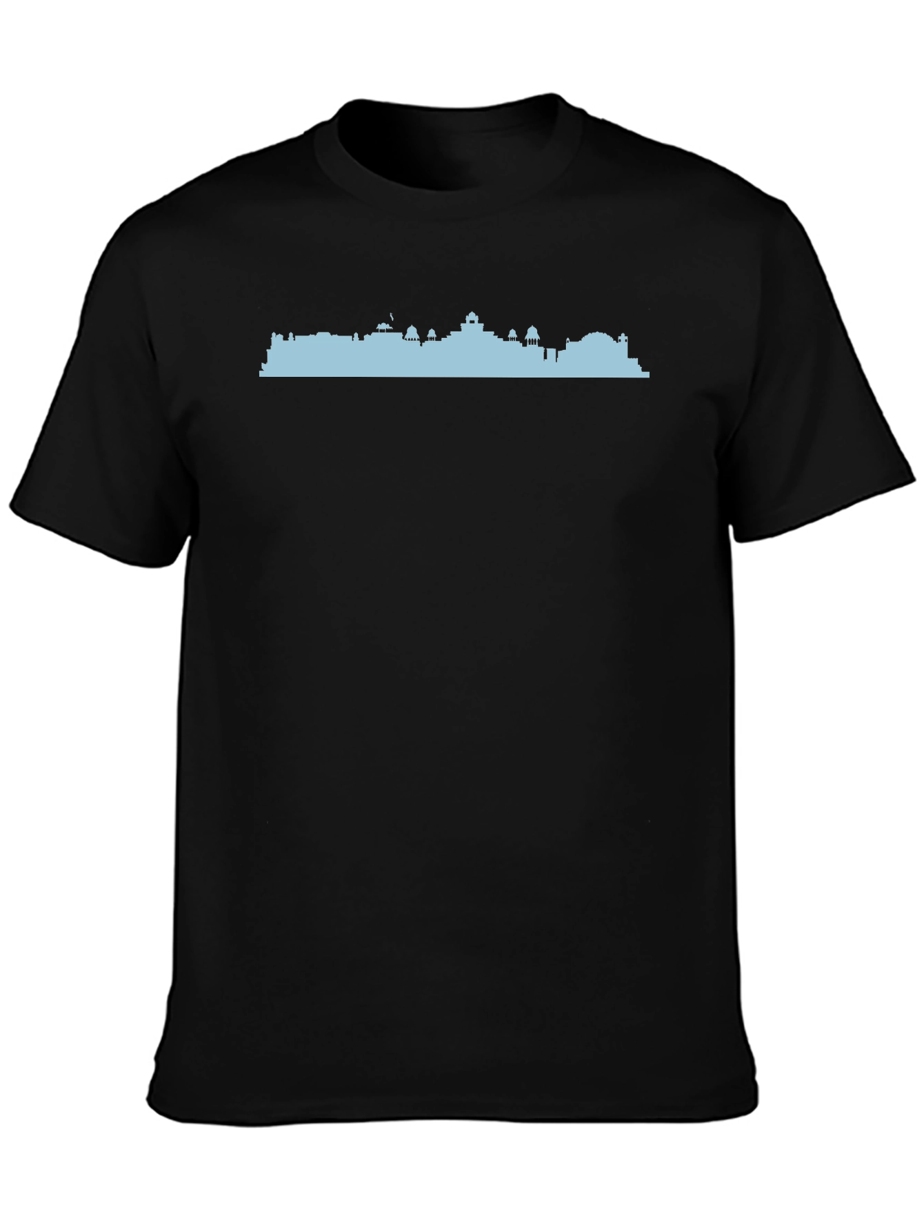 Cityscape Silhouette Graphic Tee - Black Cotton T-Shirt