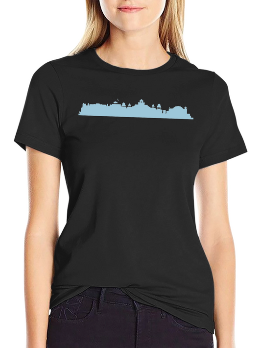 Cityscape Silhouette Graphic Tee - Black Cotton T-Shirt