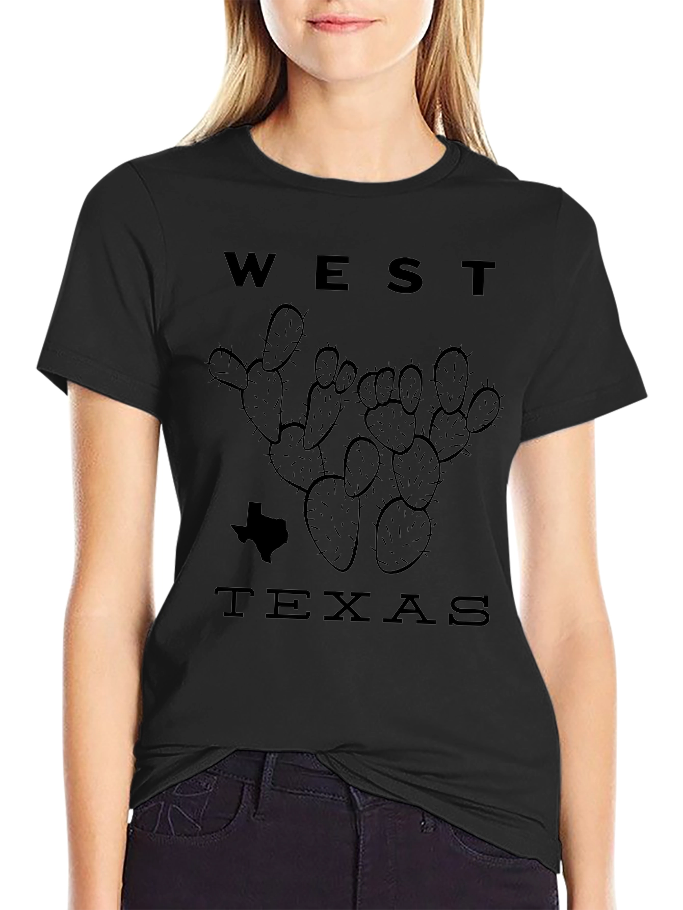 West Texas Cactus Graphic T-Shirt - Black