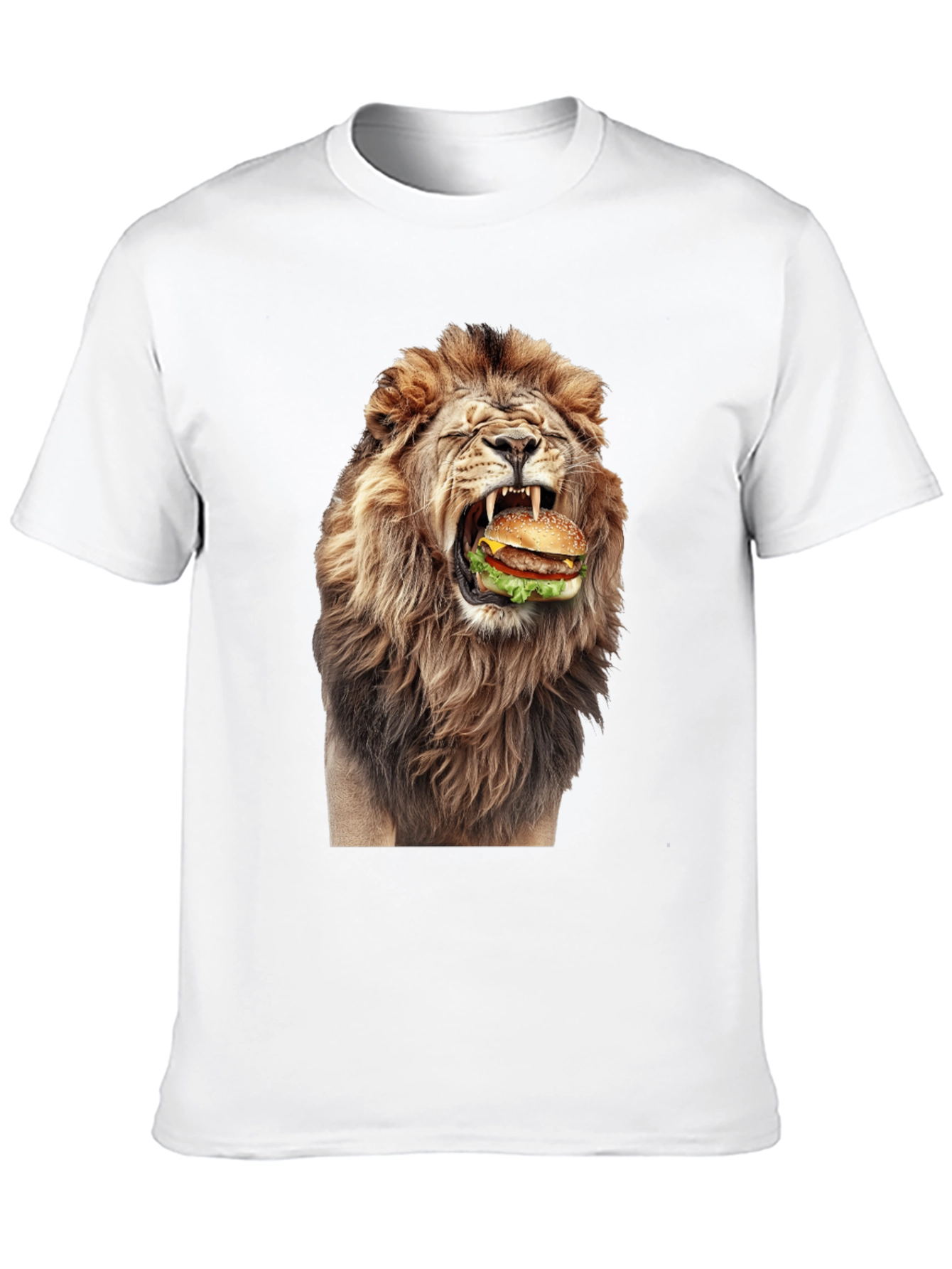 Lion Eating Burger Graphic T-Shirt - Black