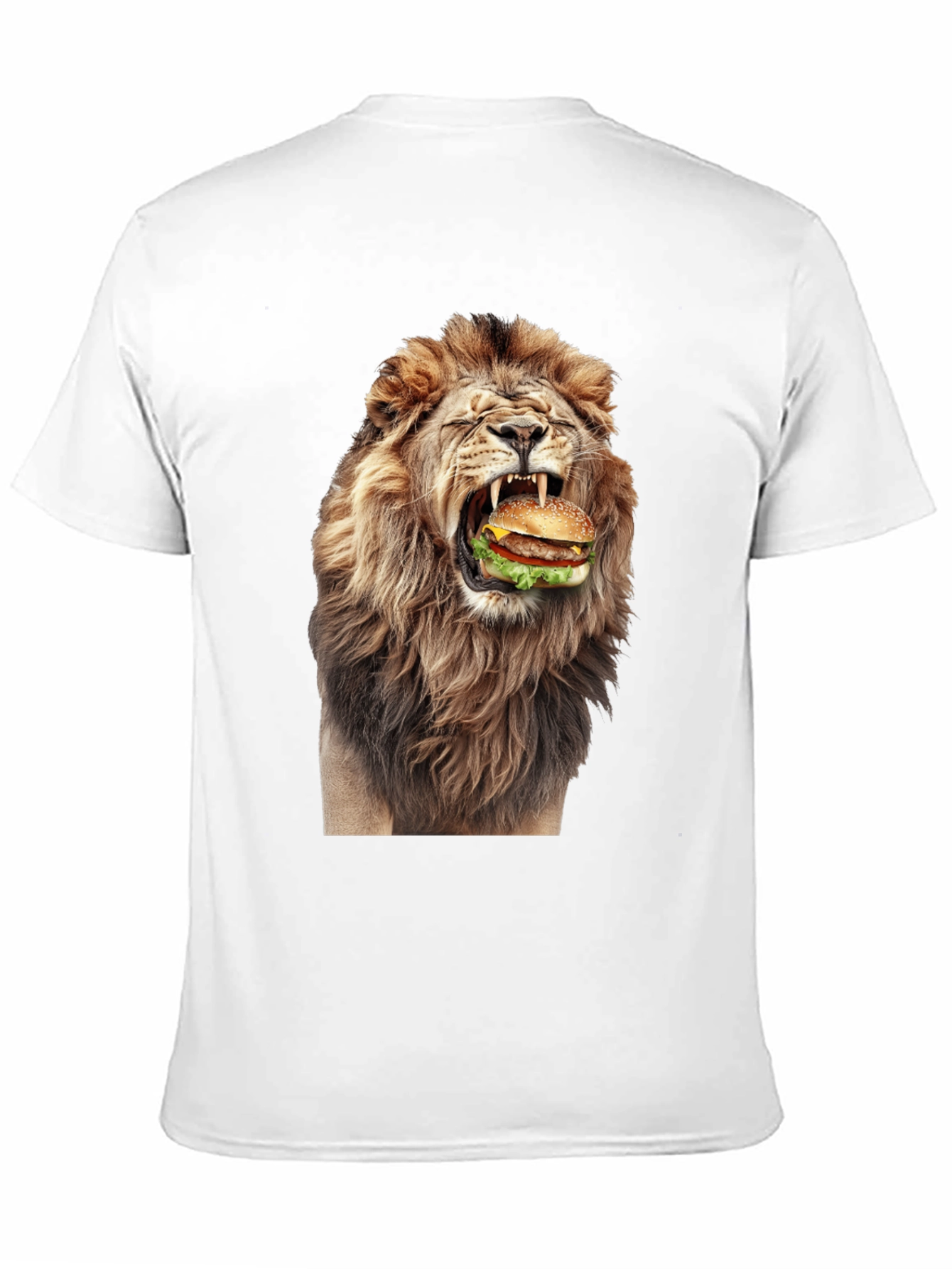 Lion Eating Burger Graphic T-Shirt - Black