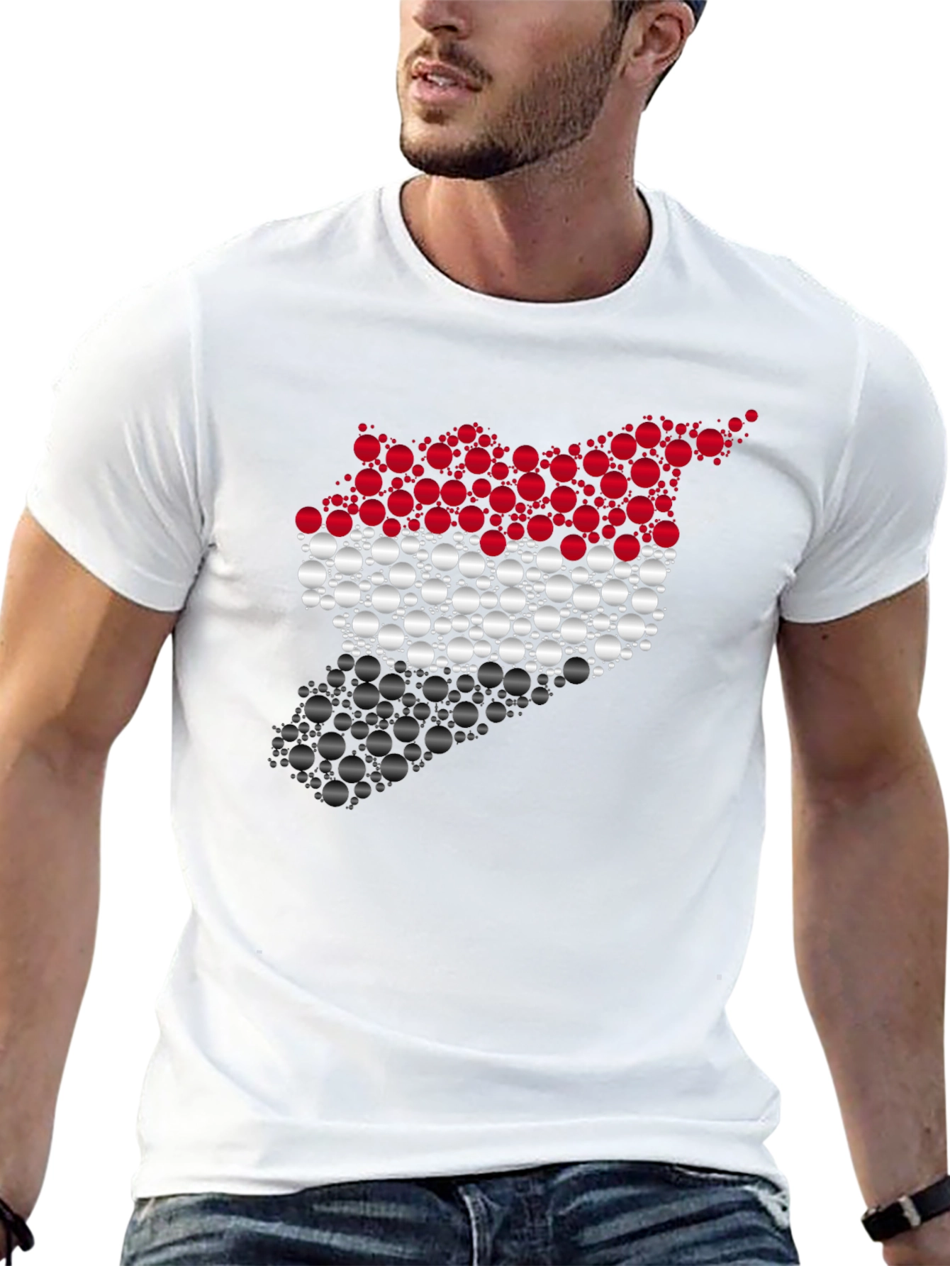 Syria Map Circle Pattern Black T-Shirt