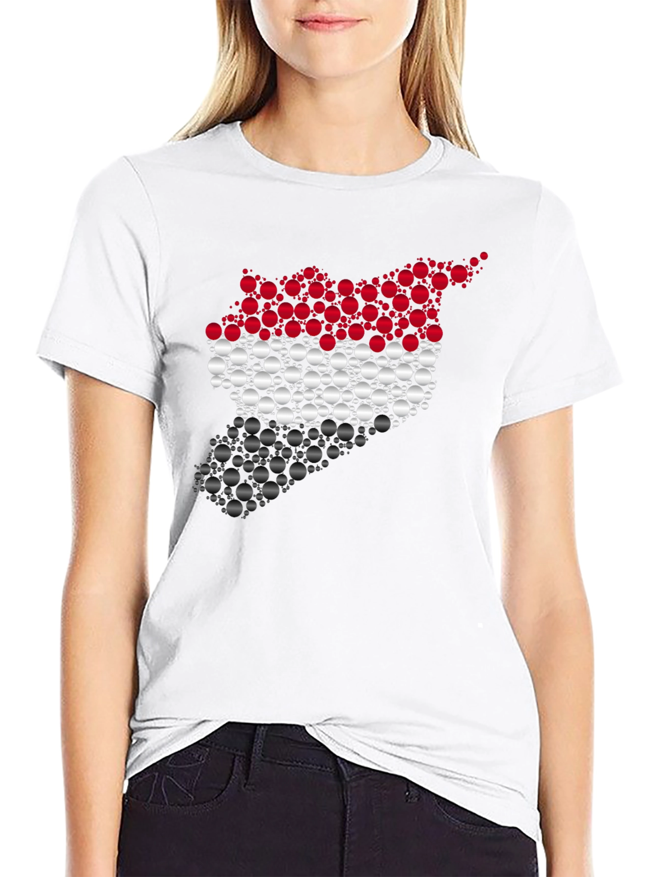 Syria Map Circle Pattern Black T-Shirt