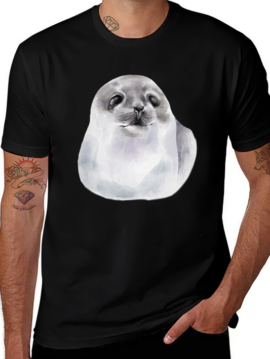 Cute Seal Graphic T-Shirt - Black Cotton Tee