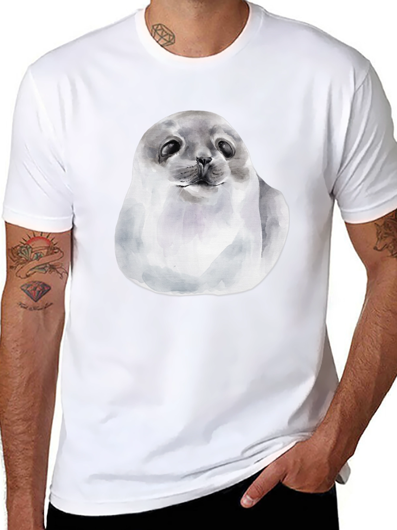 Cute Seal Graphic T-Shirt - Black Cotton Tee