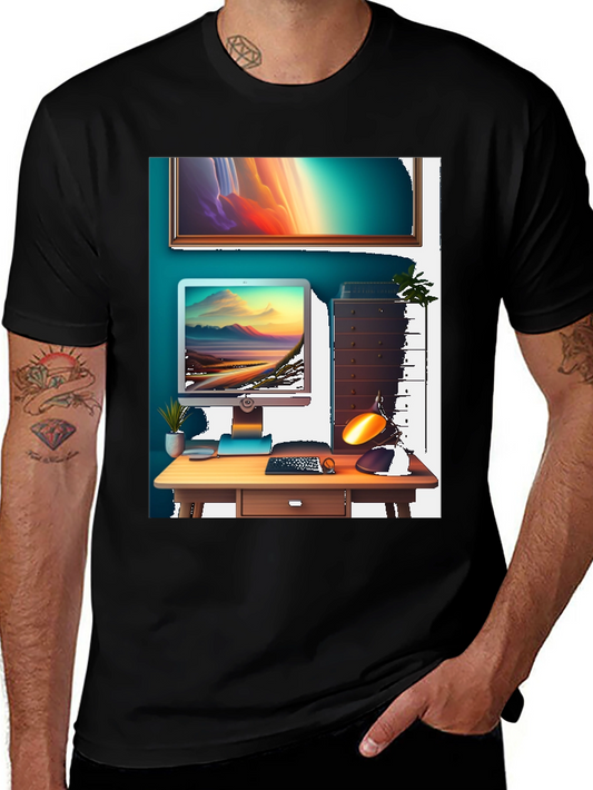 Modern Workspace Graphic Tee - Black
