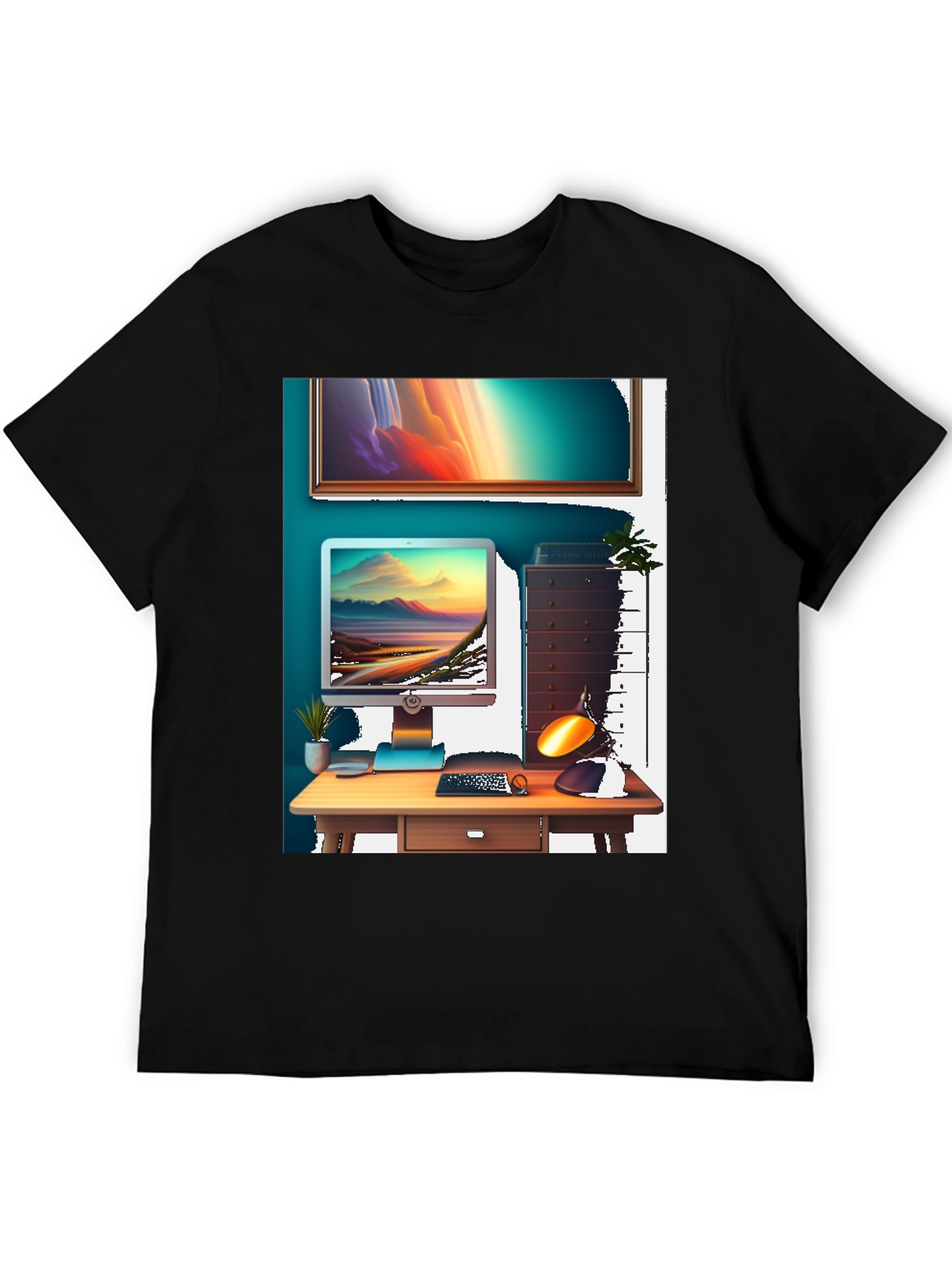 Modern Workspace Graphic Tee - Black