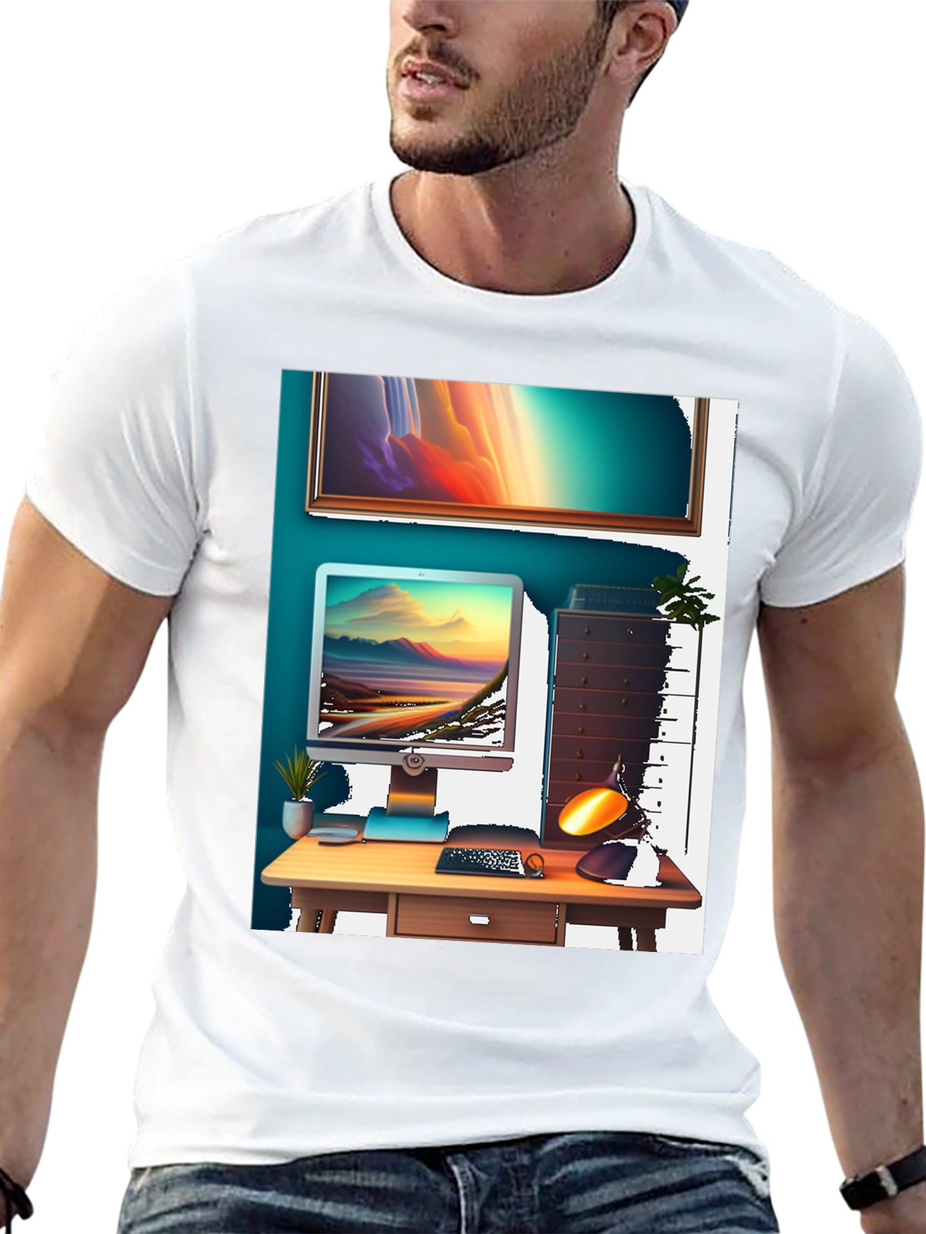 Modern Workspace Graphic Tee - Black