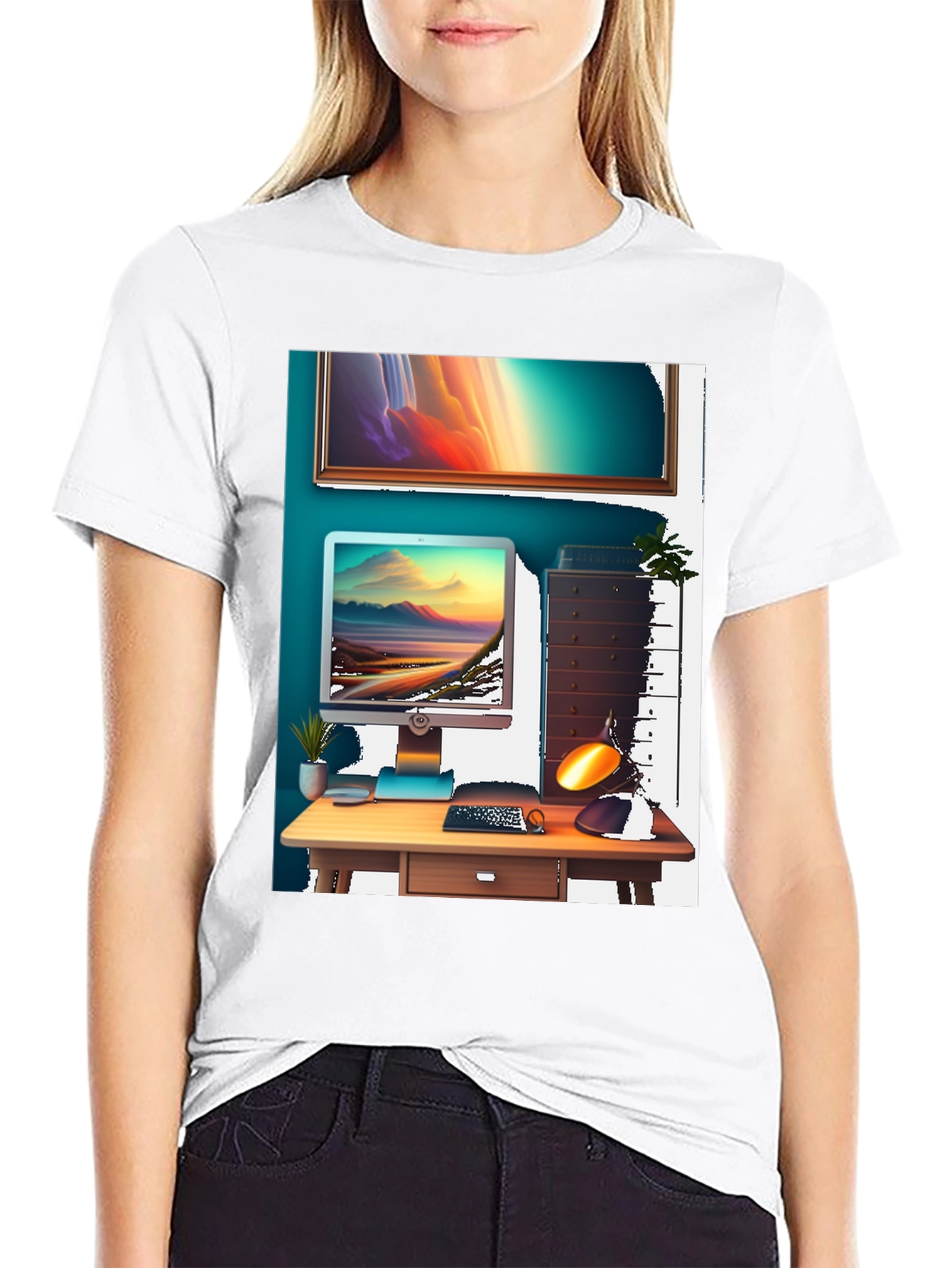 Modern Workspace Graphic Tee - Black