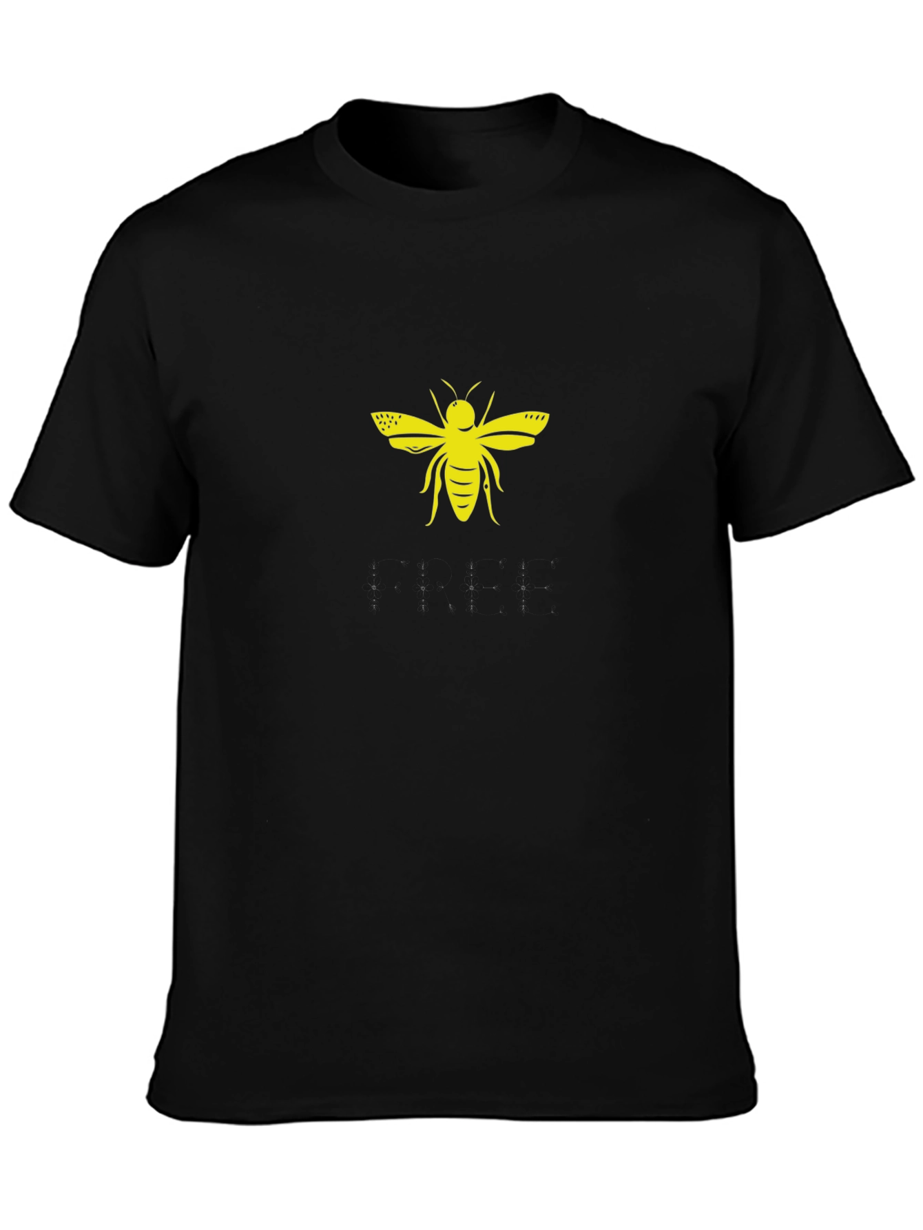 Black T-Shirt with Yellow Bee Graphic