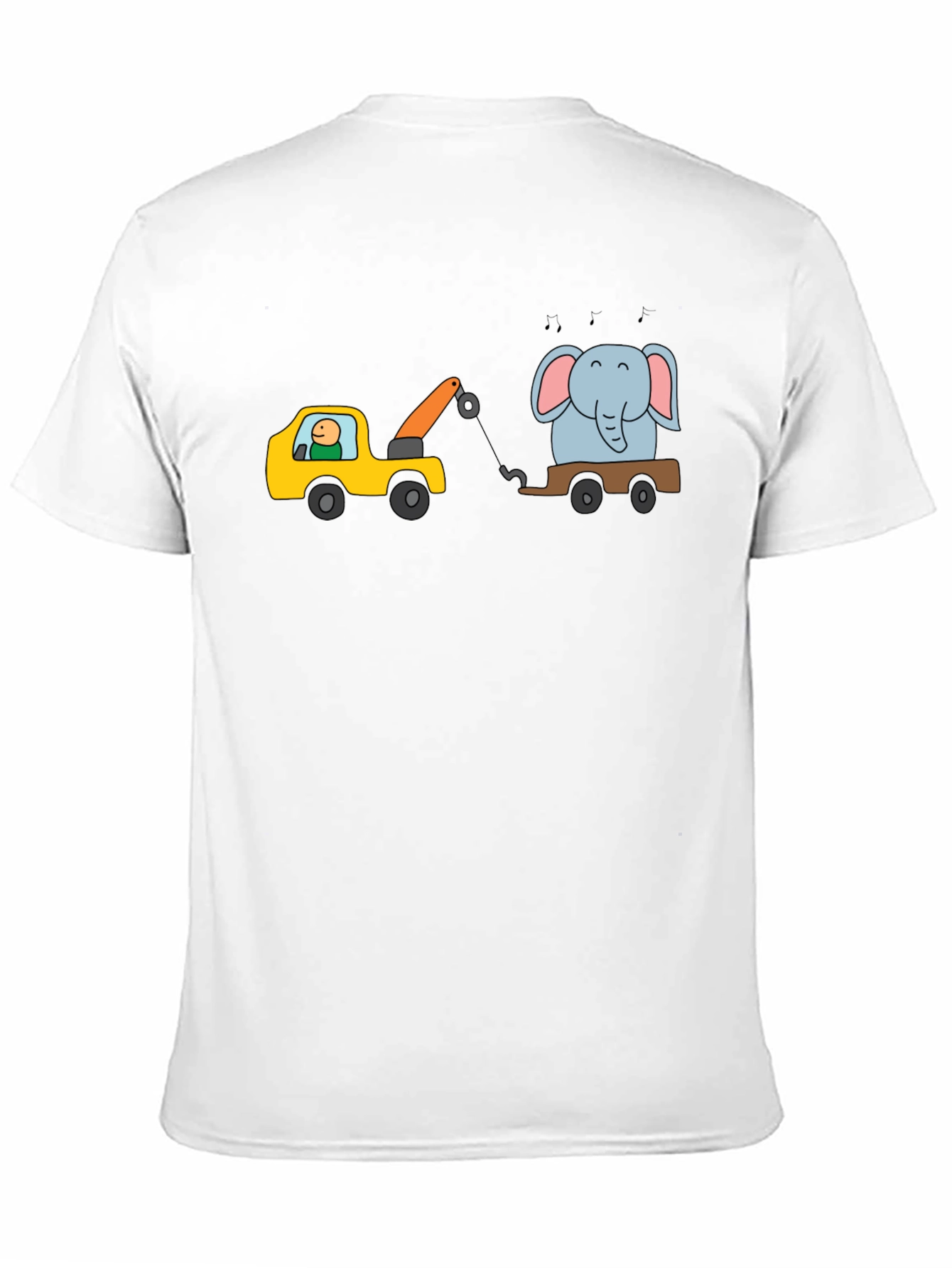 Cartoon Elephant Tow Truck Mens Black T-Shirt
