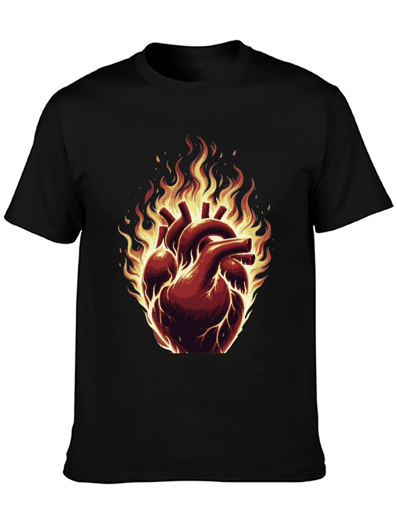 Fiery Heart Graphic Tee - Bold & Unique Design