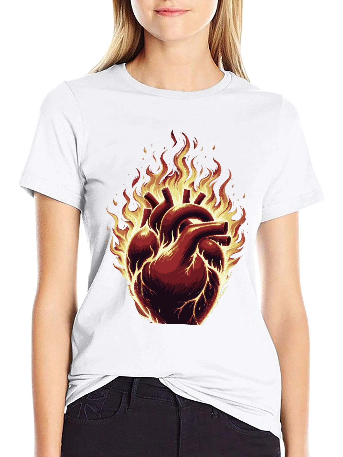 Fiery Heart Graphic Tee - Bold & Unique Design