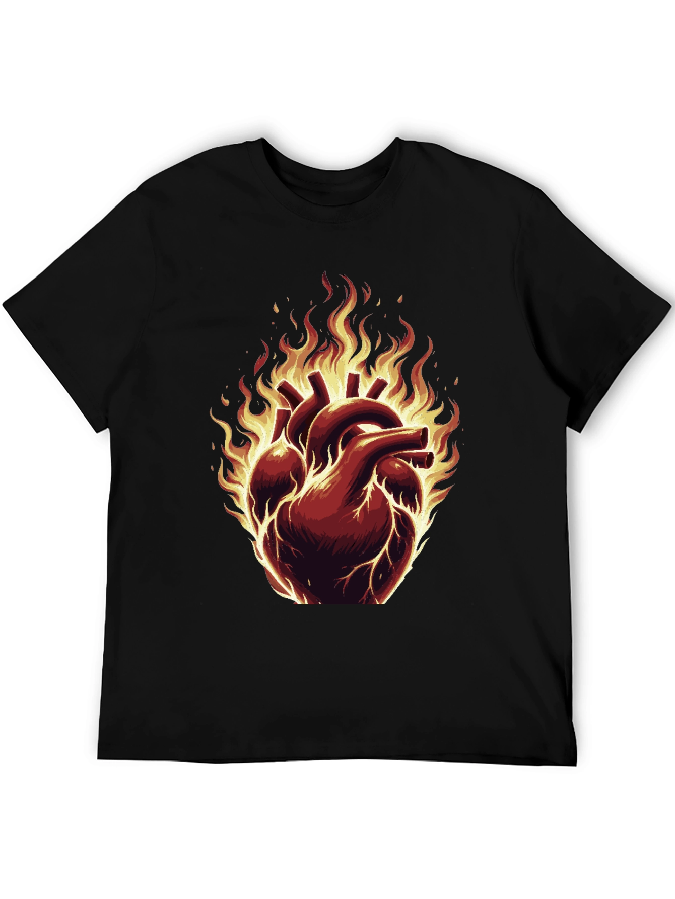 Fiery Heart Graphic Tee - Bold & Unique Design