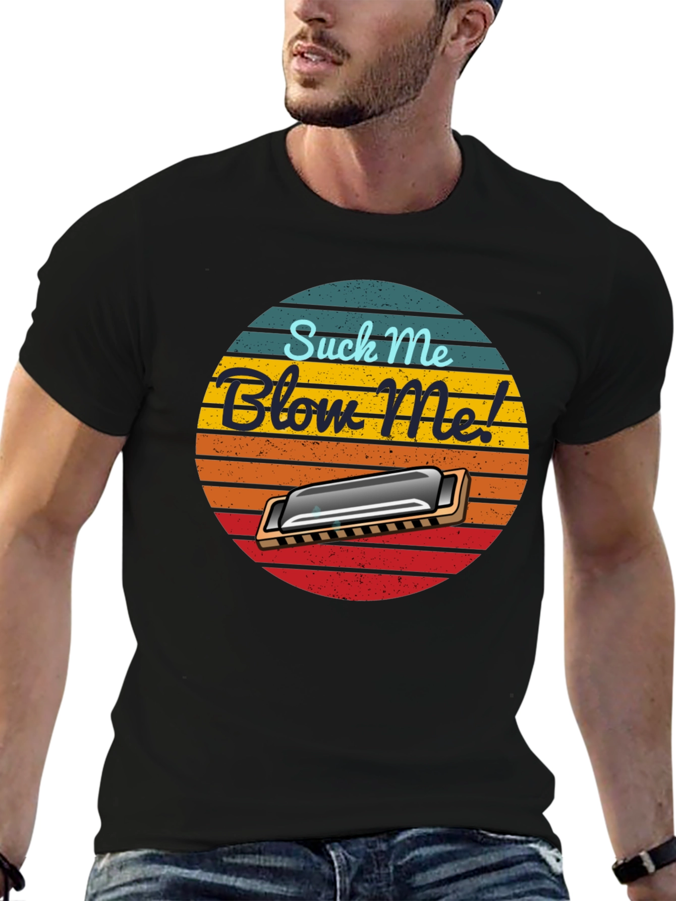 Suck Me Blow Me Harmonica T-Shirt