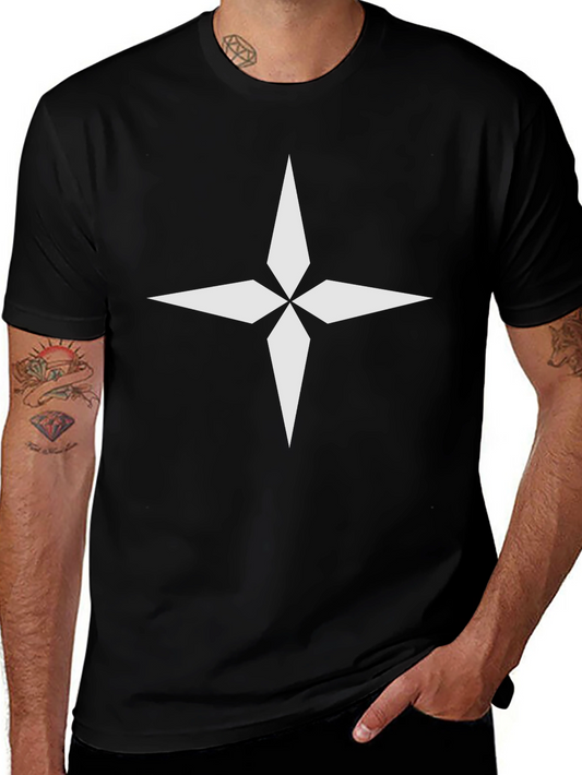 Black Tee with White Star Design | Casual Wear