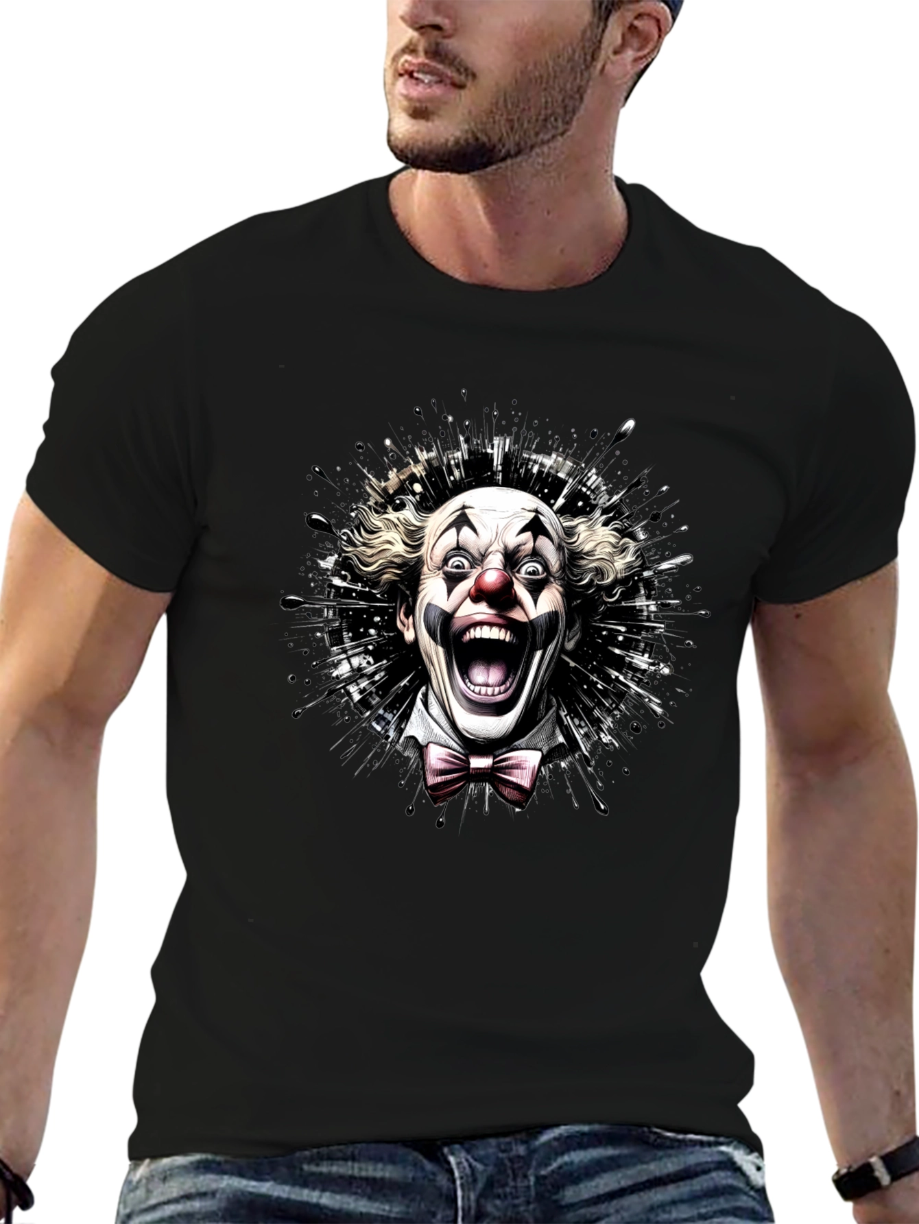 Scary Clown Graphic Tee - Mens Black T-Shirt