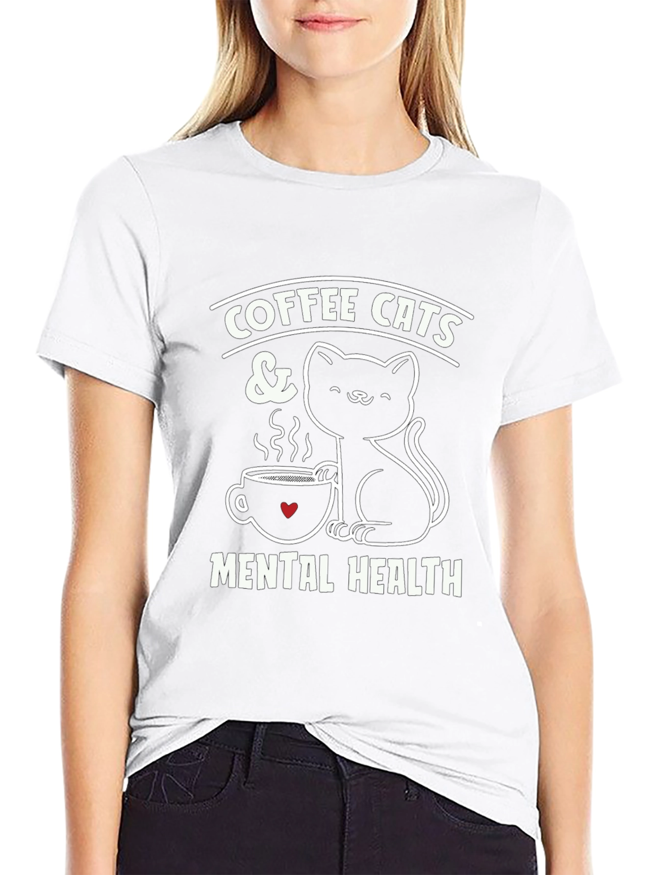Coffee Cats & Mental Health Graphic T-Shirt