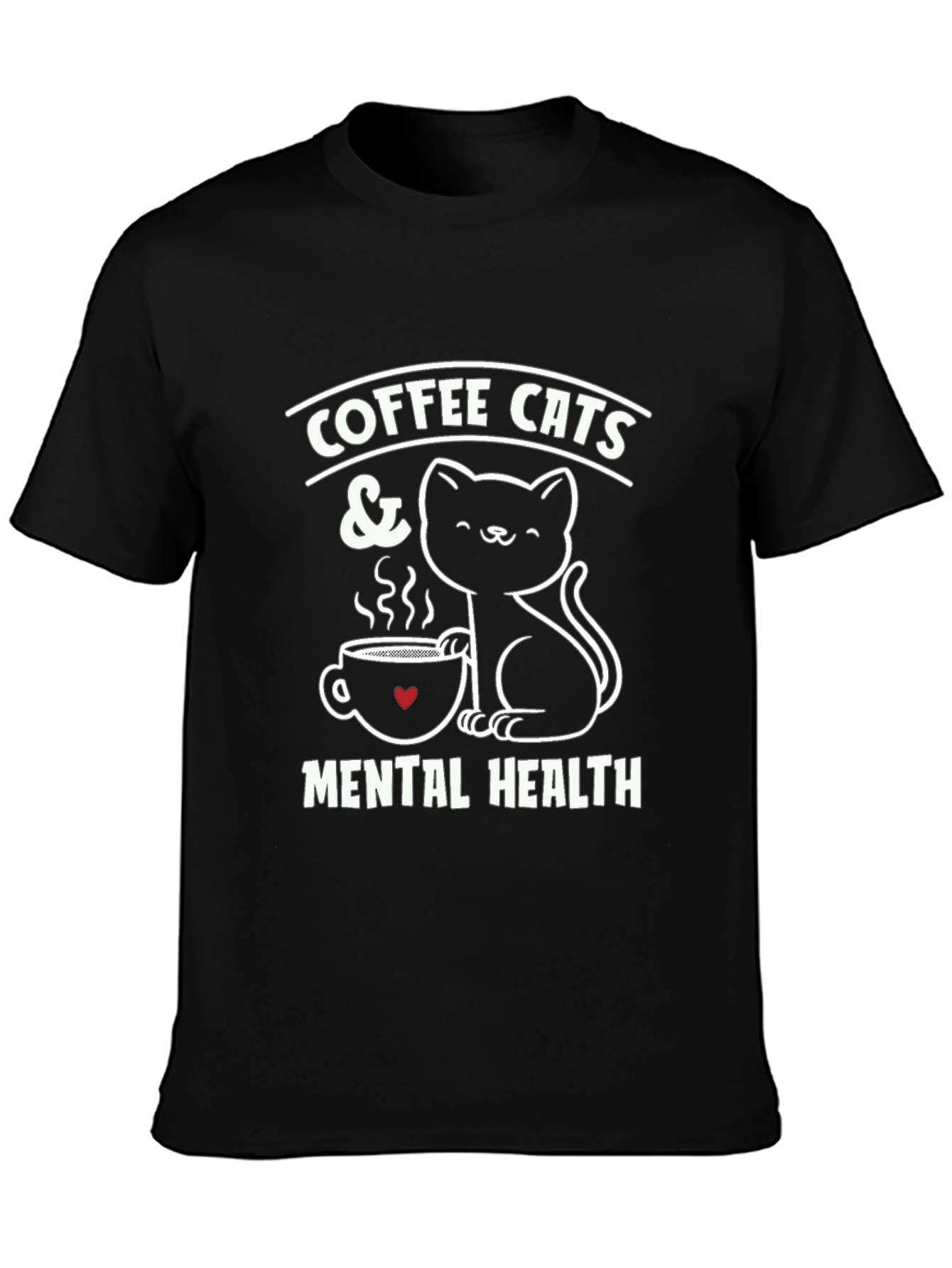 Coffee Cats & Mental Health Graphic T-Shirt