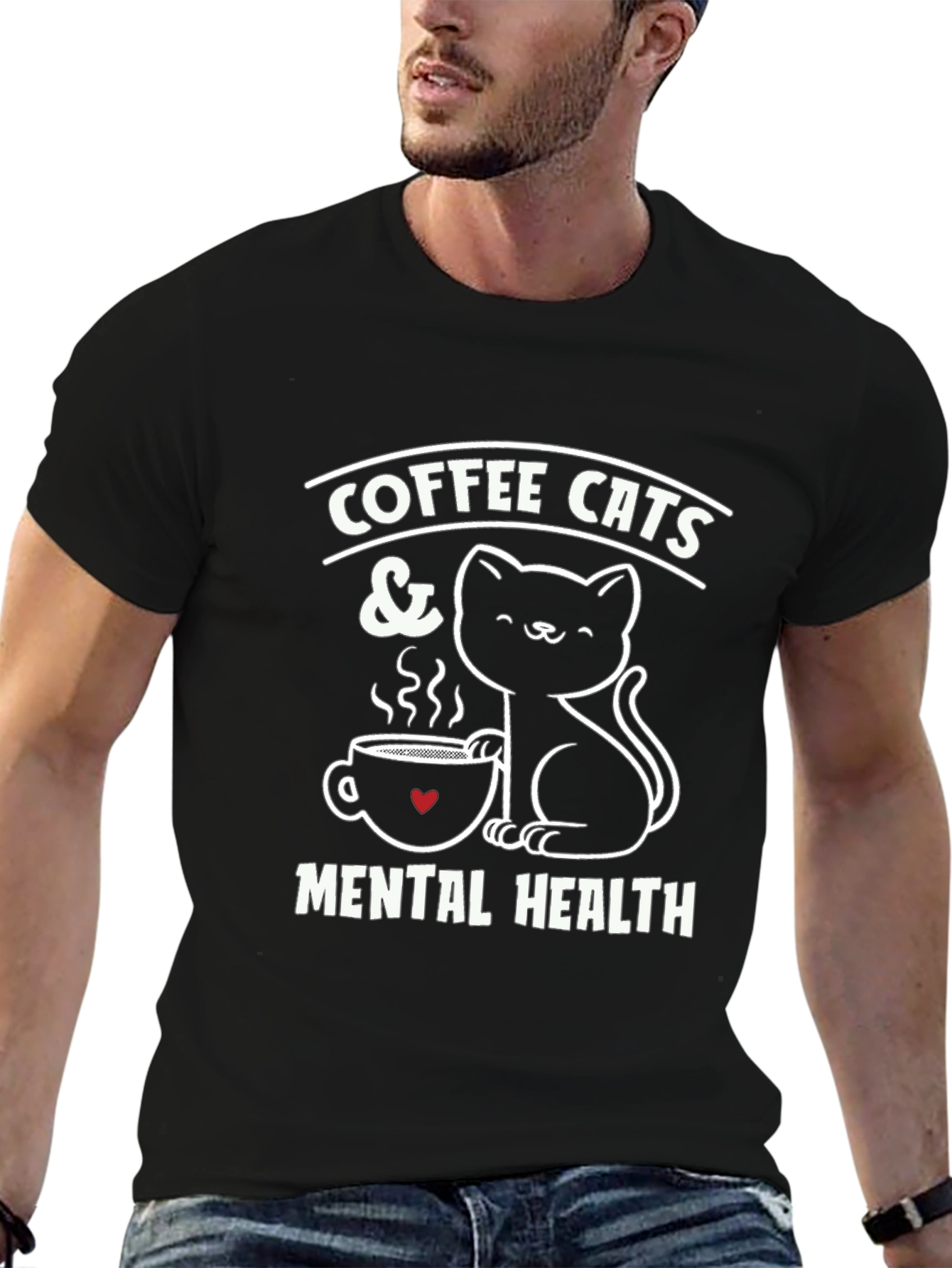 Coffee Cats & Mental Health Graphic T-Shirt