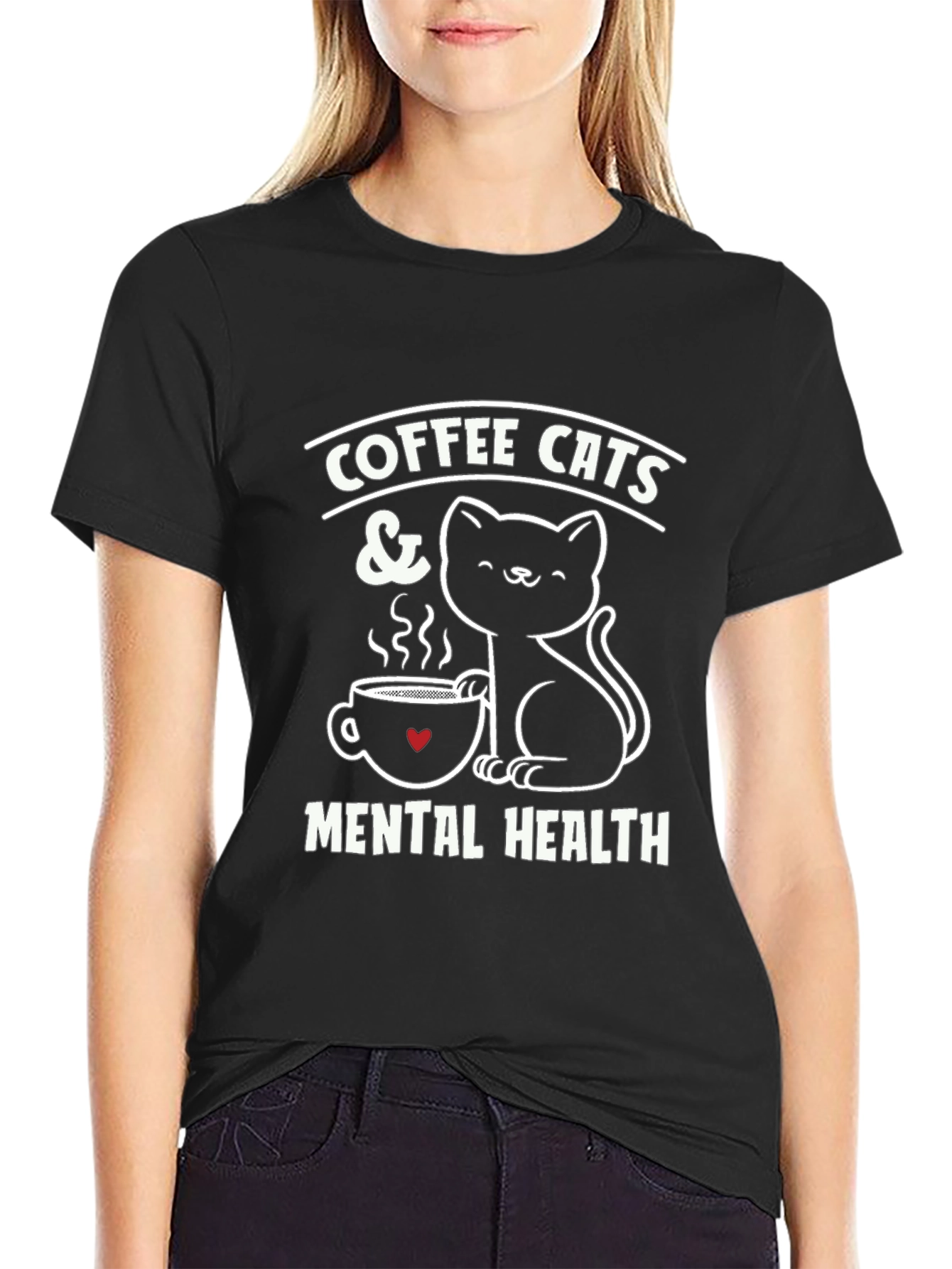 Coffee Cats & Mental Health Graphic T-Shirt