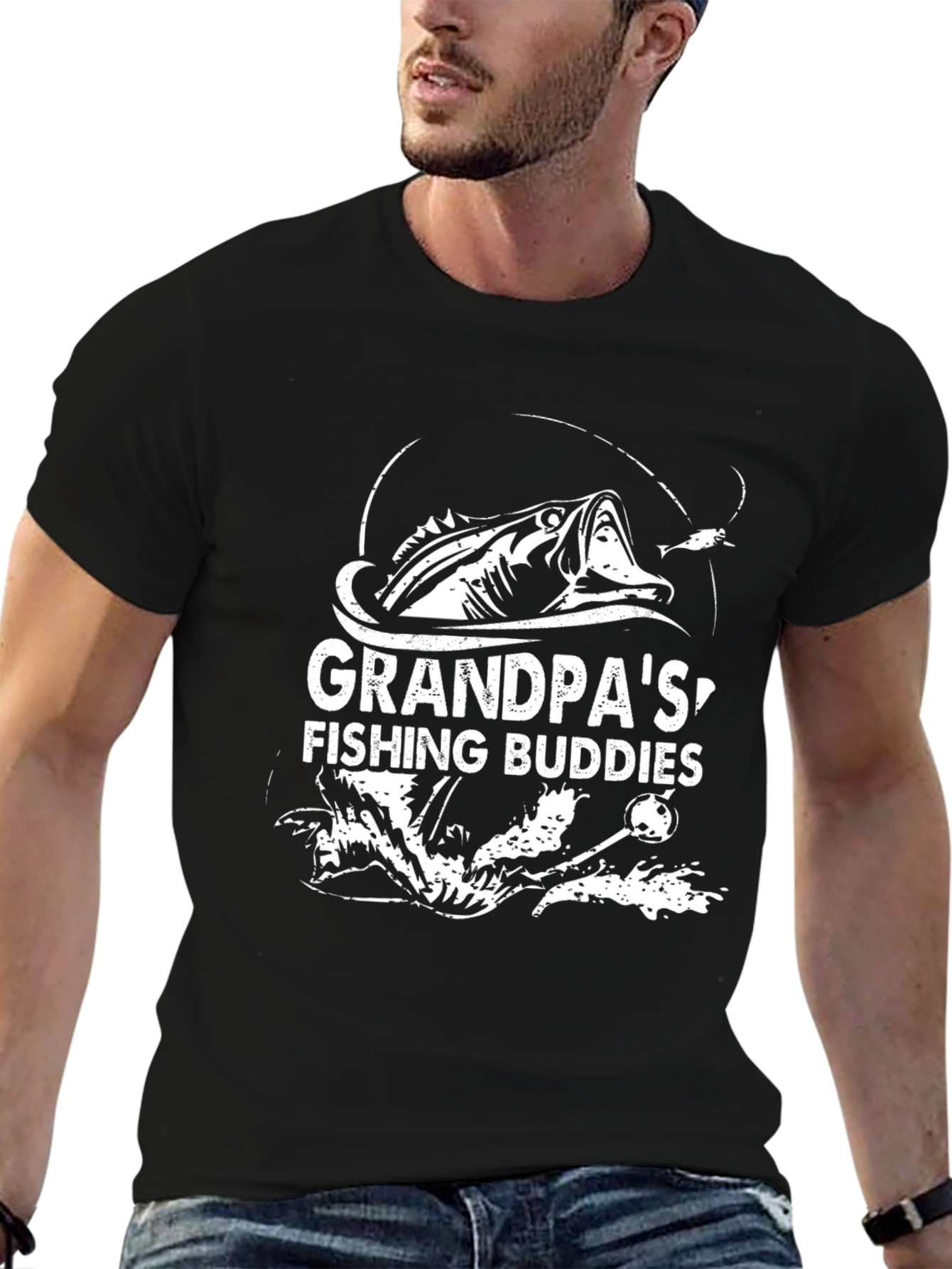 Grandpas Fishing Buddies Black T-Shirt