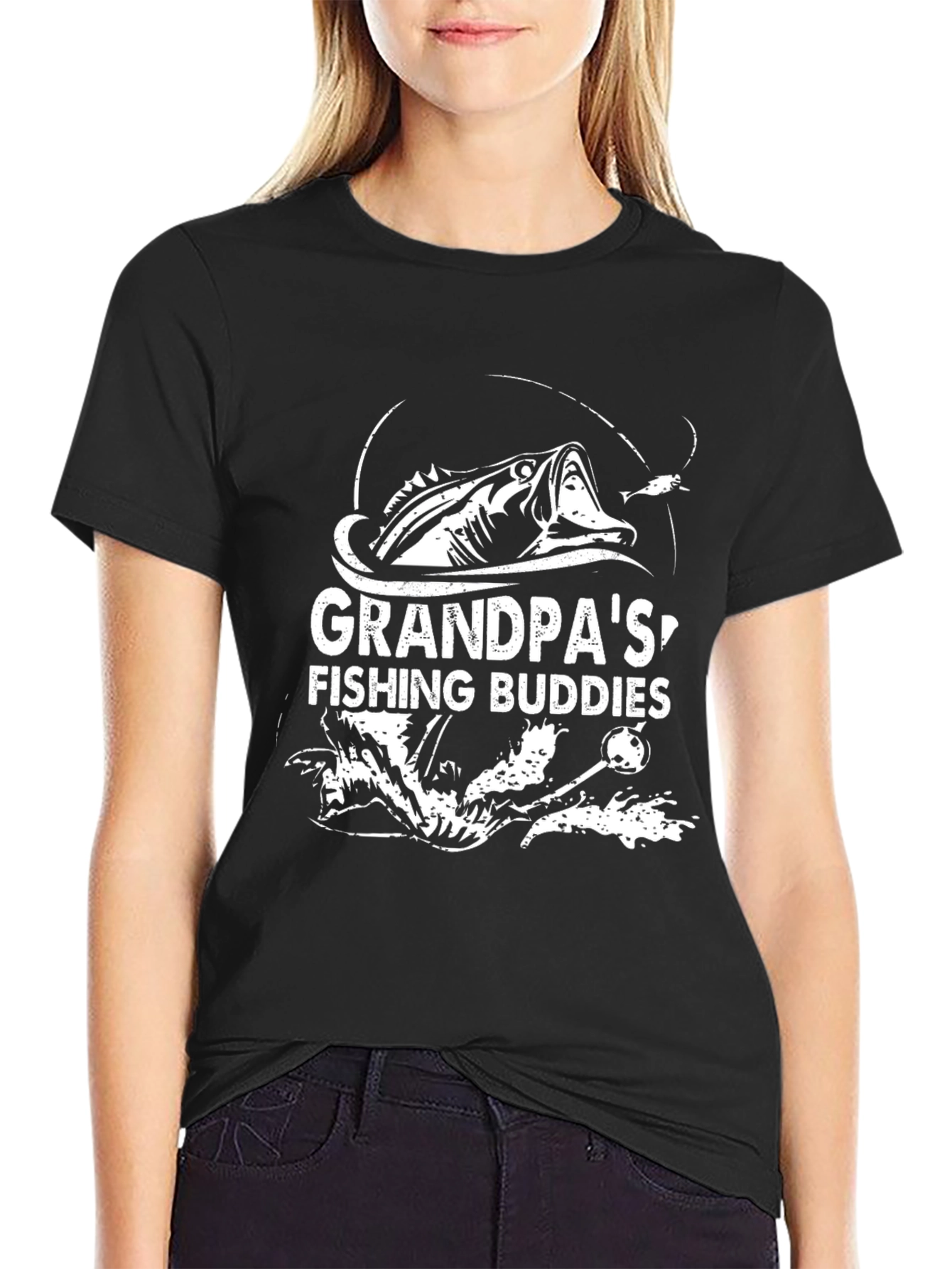 Grandpas Fishing Buddies Black T-Shirt