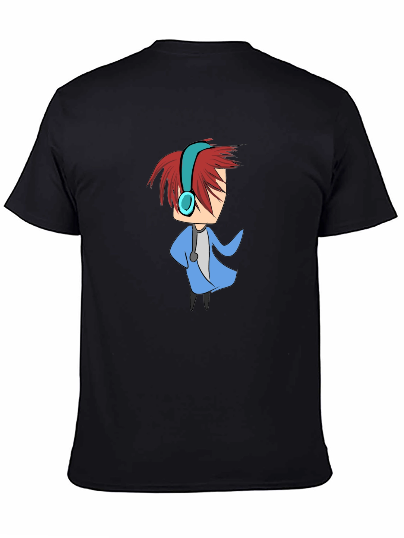 Cartoon Character Graphic Tee - Black Cotton Blend