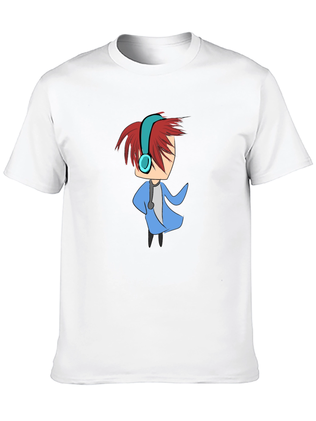 Cartoon Character Graphic Tee - Black Cotton Blend