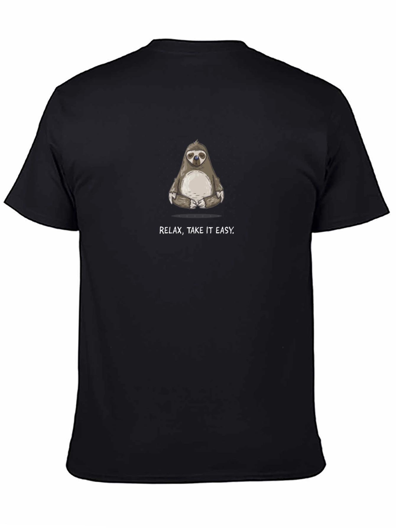 Relax Take It Easy Sloth Graphic Tee - Black