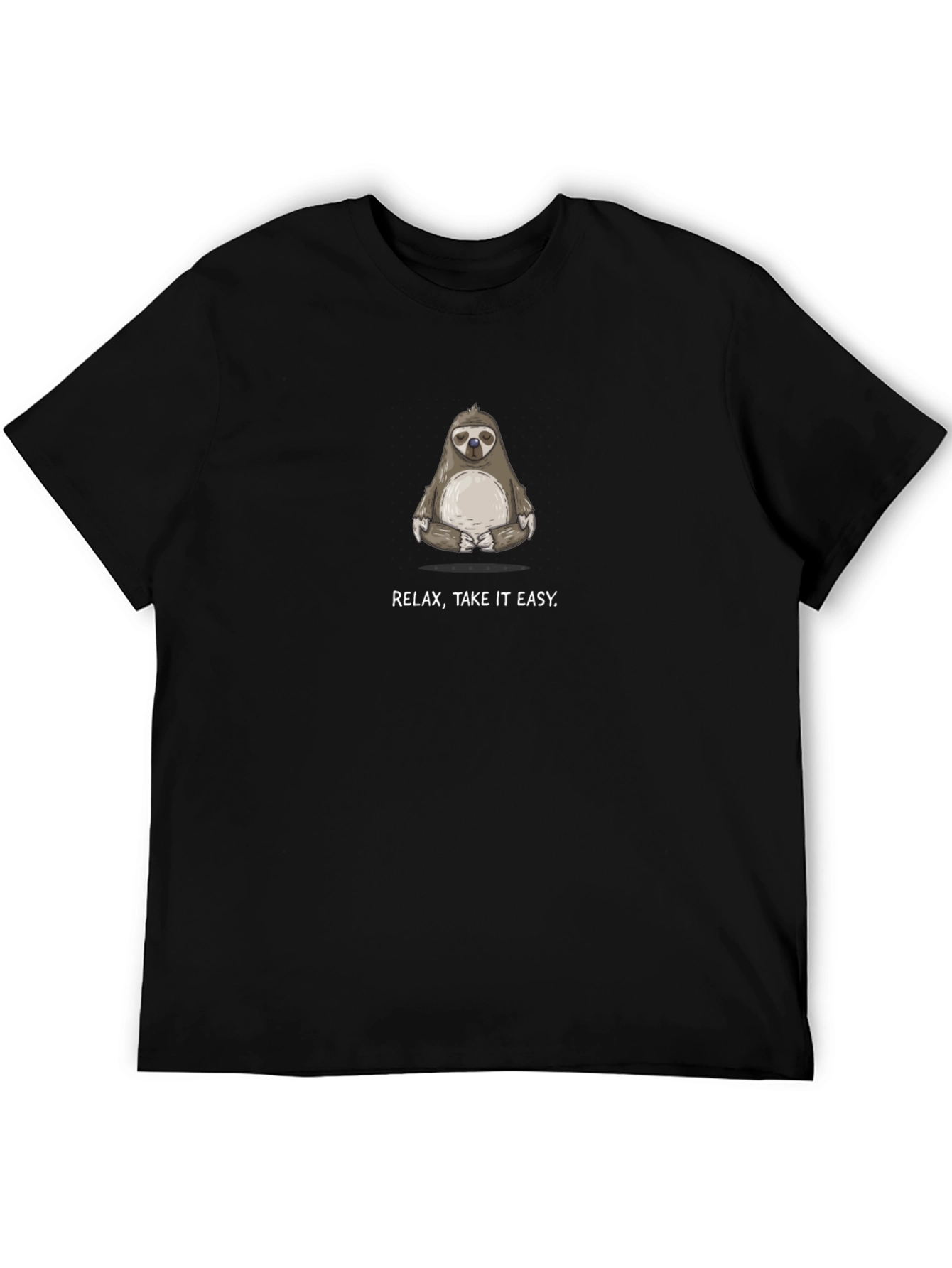 Relax Take It Easy Sloth Graphic Tee - Black