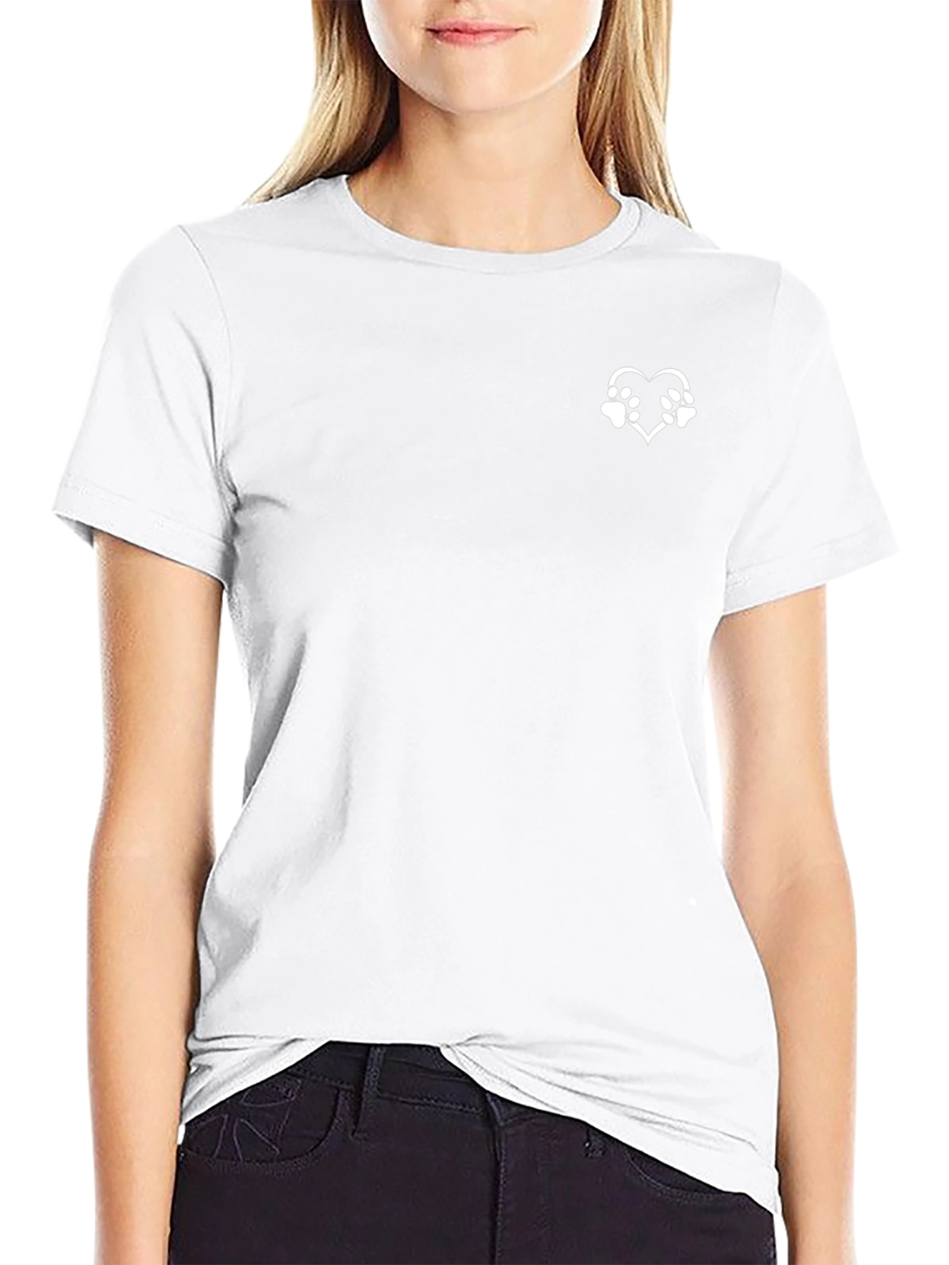 Heart Paw Print Tee - Classic Black T-Shirt