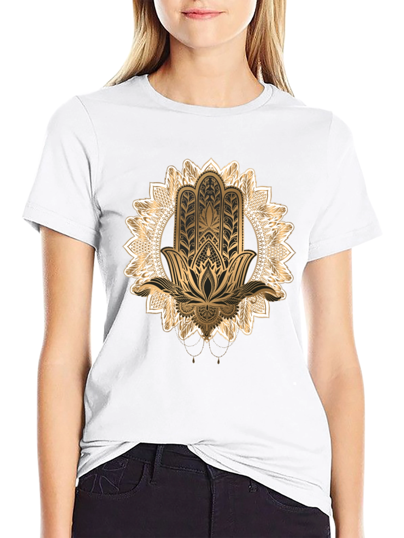 Hamsa Hand Graphic Black T-Shirt