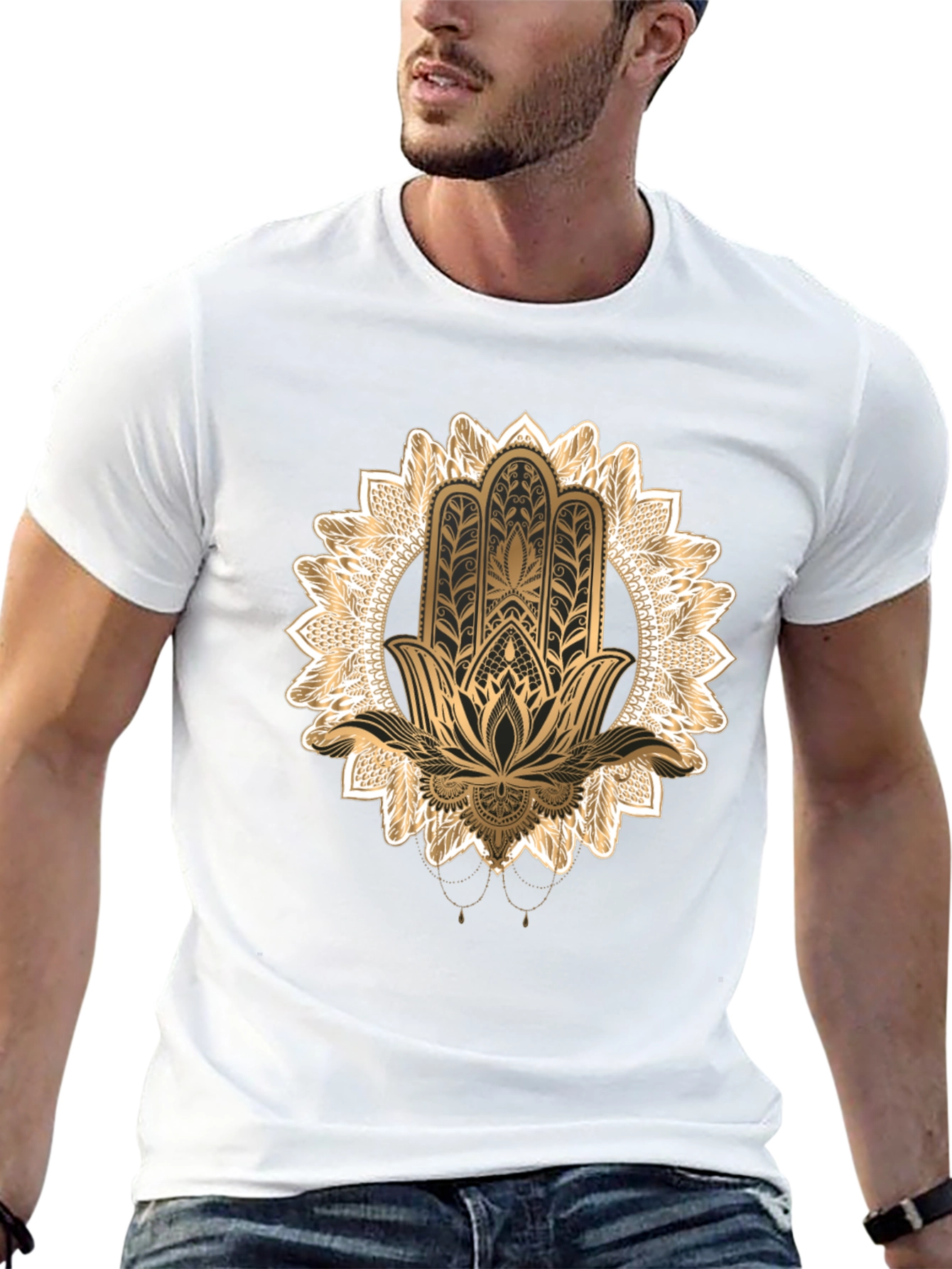 Hamsa Hand Graphic Black T-Shirt