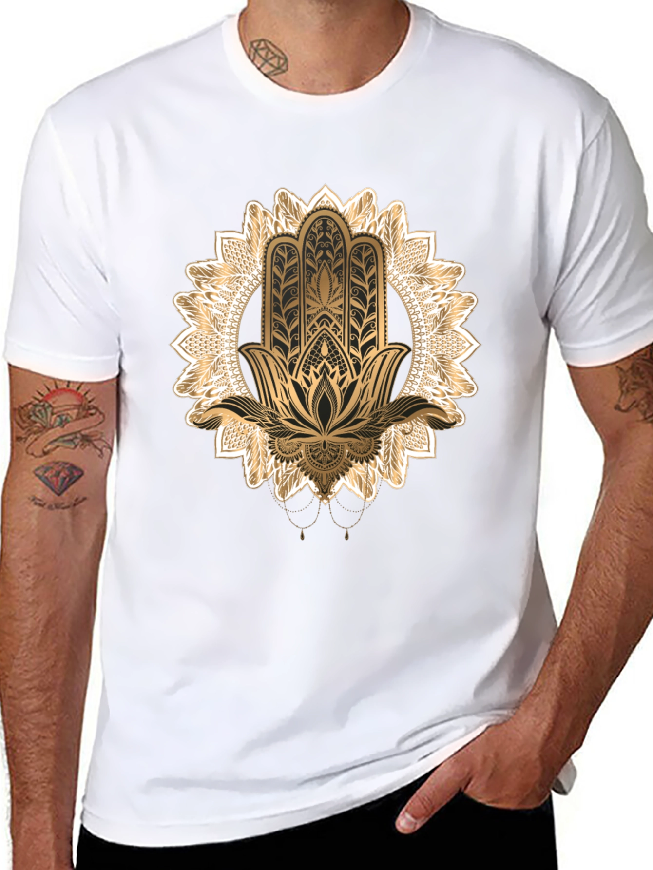 Hamsa Hand Graphic Black T-Shirt