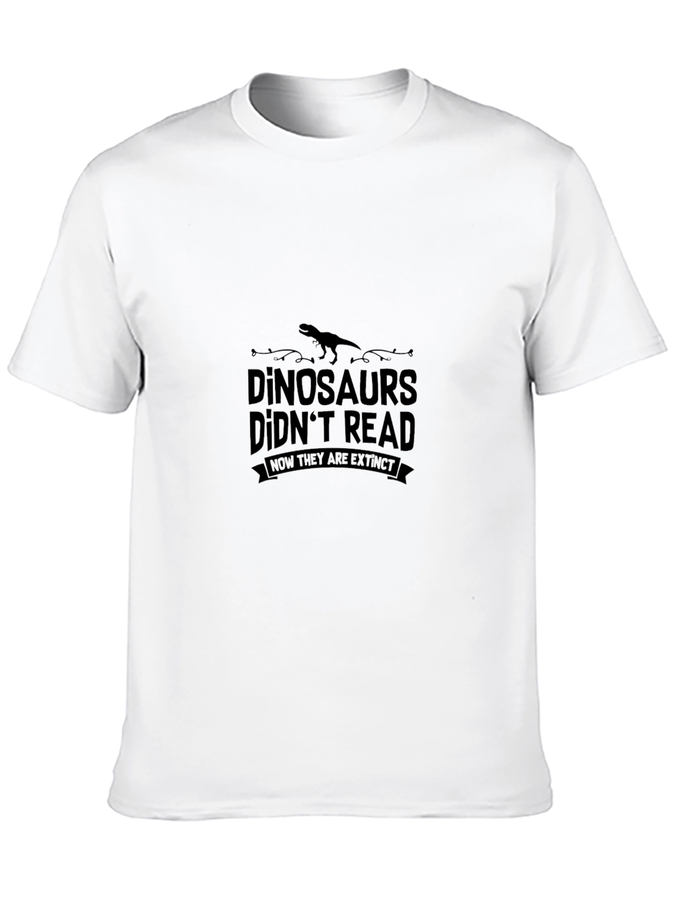 Dinosaurs Didnt Read Extinct Black T-Shirt