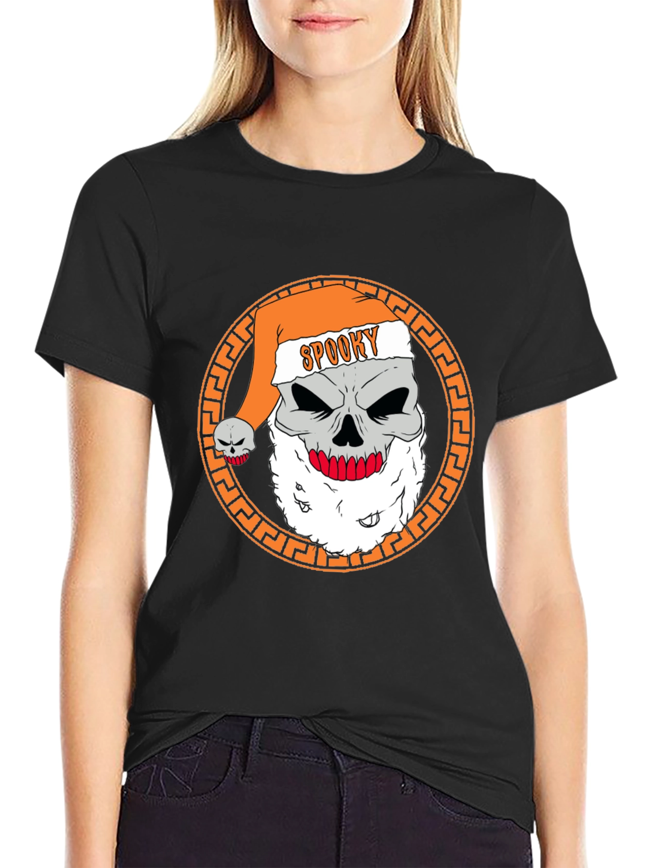 Spooky Santa Skull Graphic Tee