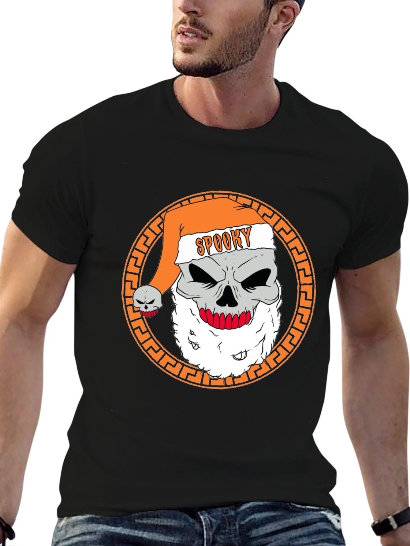 Spooky Santa Skull Graphic Tee
