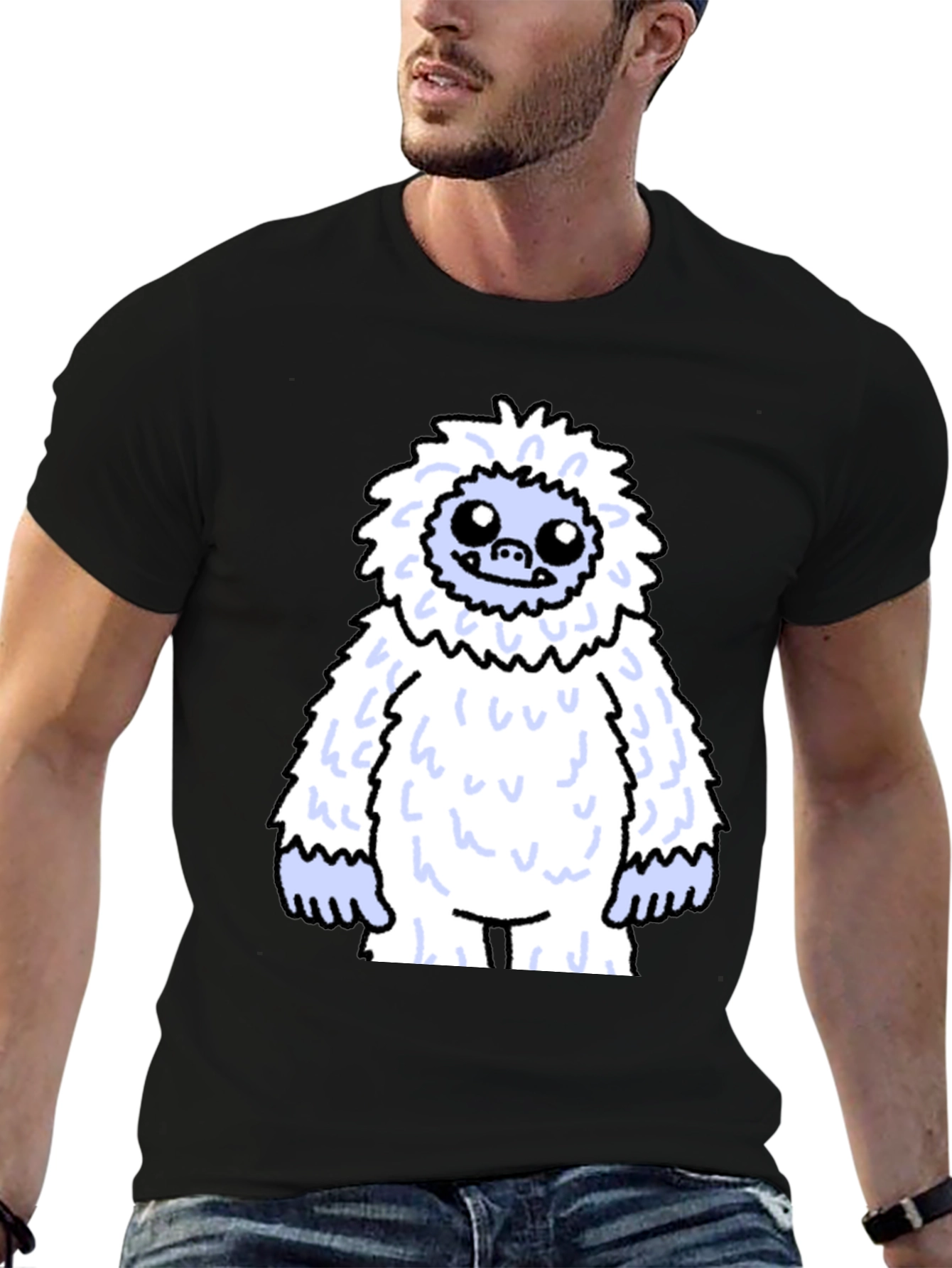 Yeti Cartoon Black T-Shirt