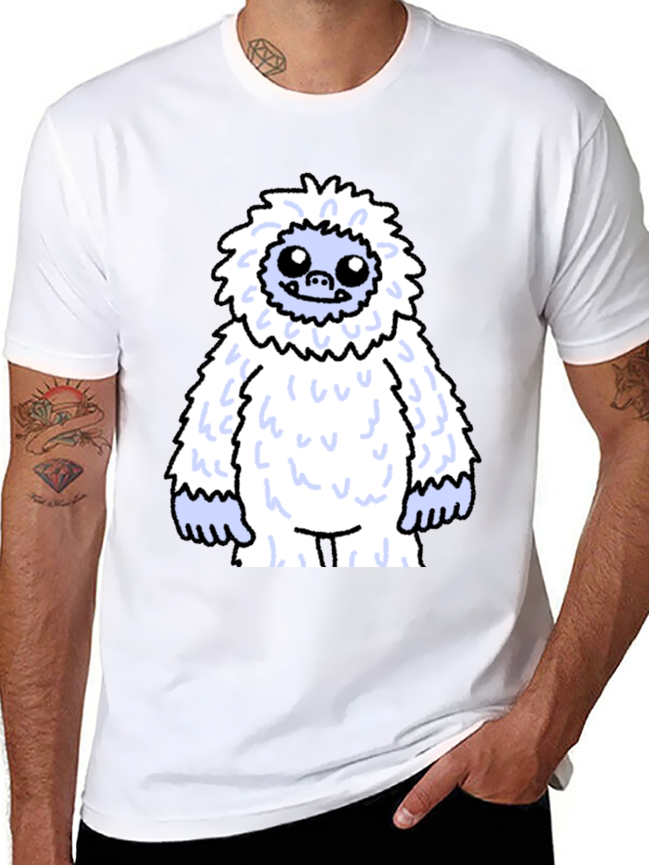 Yeti Cartoon Black T-Shirt
