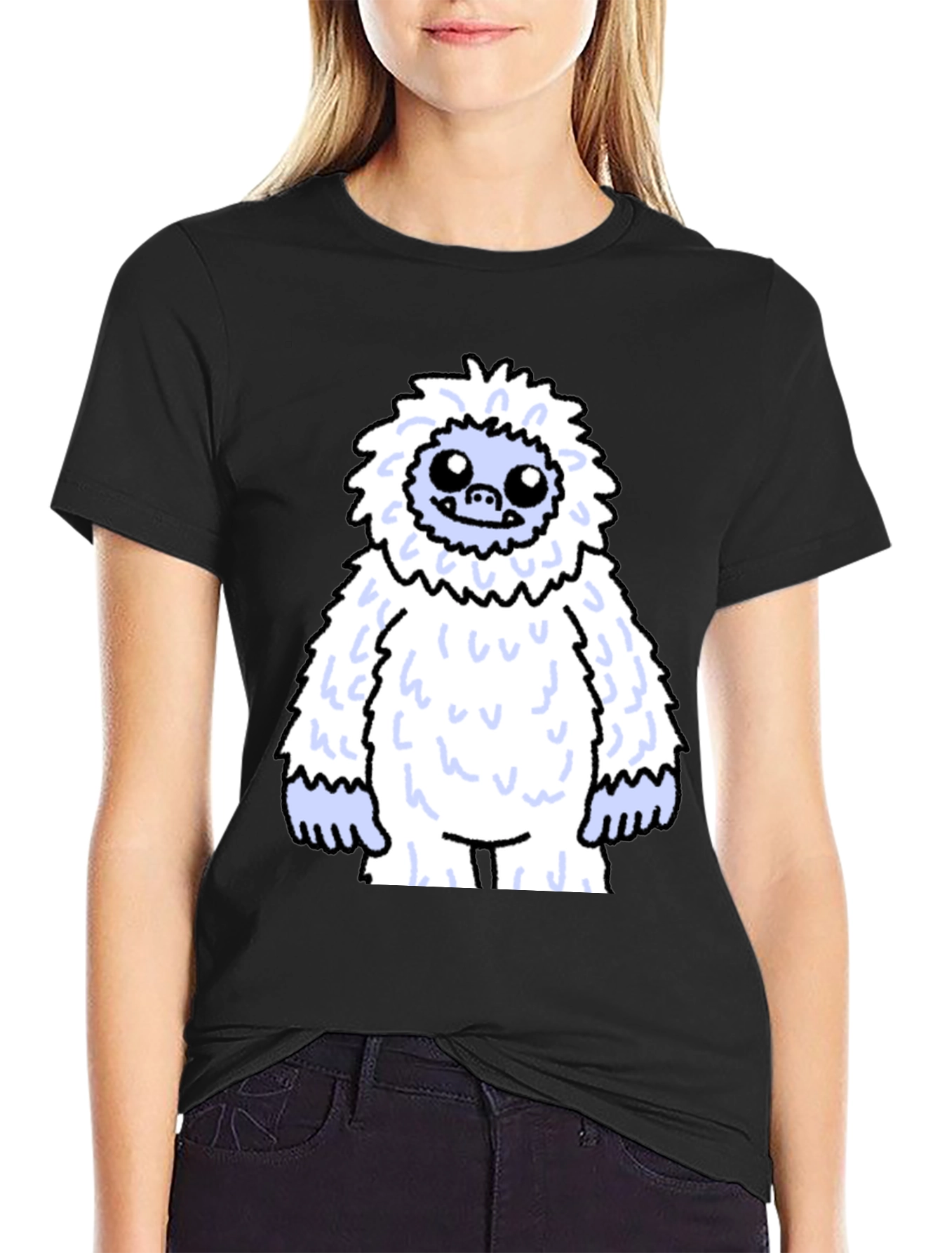 Yeti Cartoon Black T-Shirt