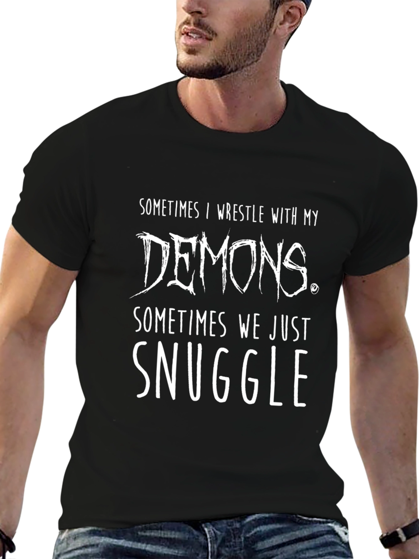 Wrestle Demons Snuggle Graphic T-Shirt