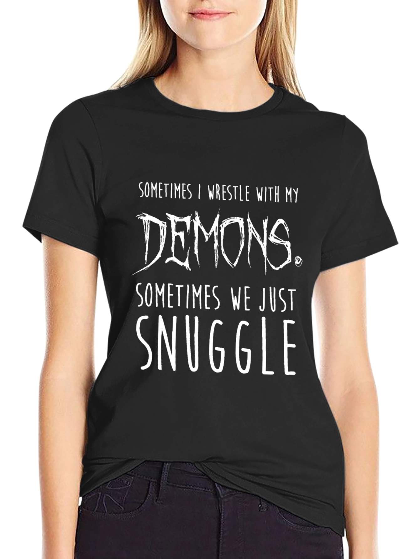 Wrestle Demons Snuggle Graphic T-Shirt
