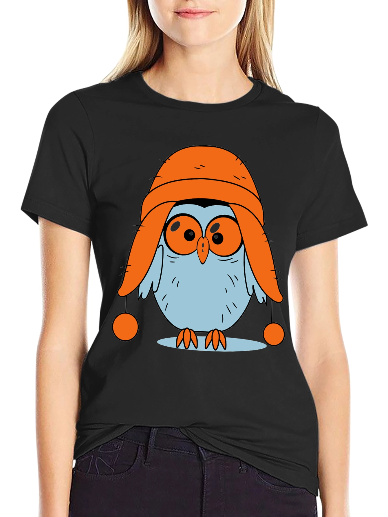 Owl in Hat Graphic T-Shirt - Quirky and Fun!