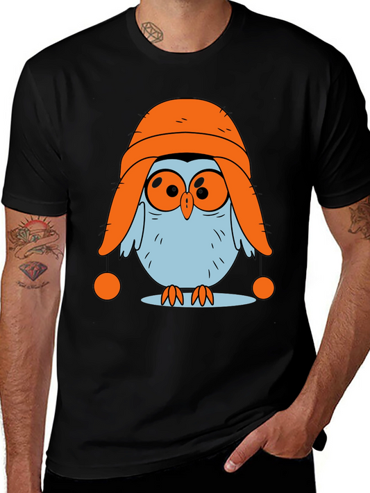 Owl in Hat Graphic T-Shirt - Quirky and Fun!