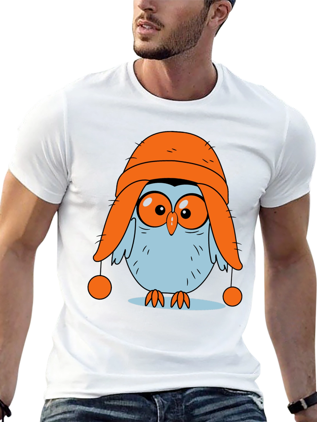Owl in Hat Graphic T-Shirt - Quirky and Fun!