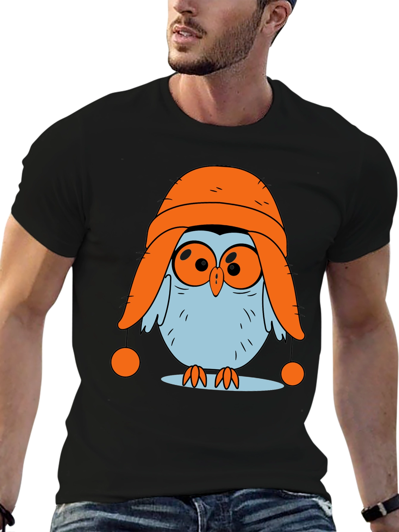 Owl in Hat Graphic T-Shirt - Quirky and Fun!